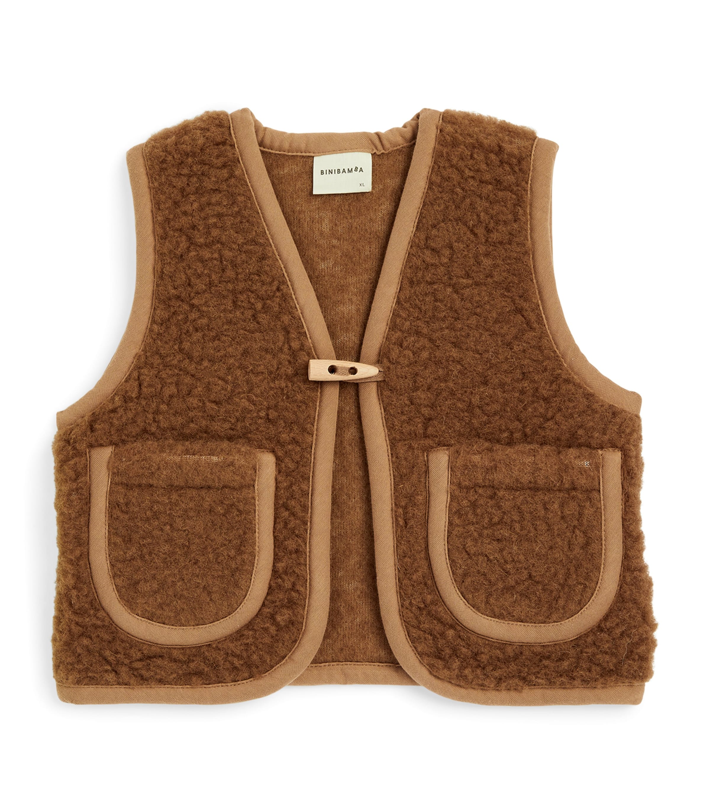 Binibamba Merino Wool Gilet In Brown