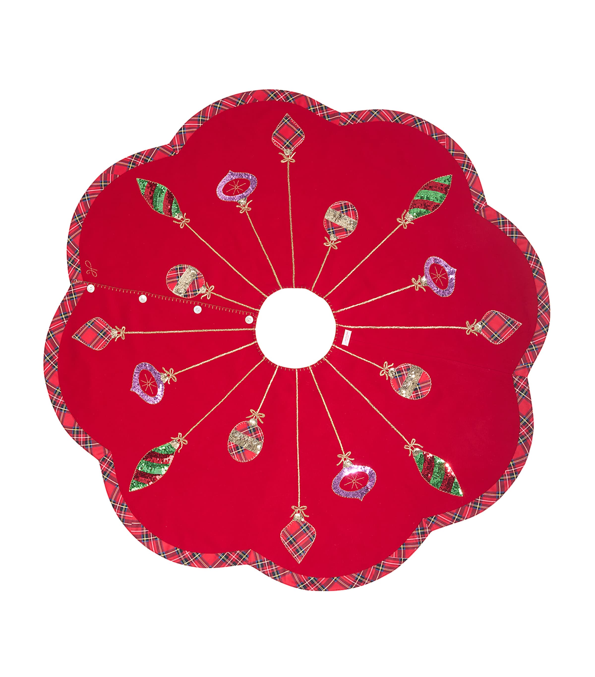 Jan Constantine Tartan Bauble-embroidered Christmas Tree Skirt