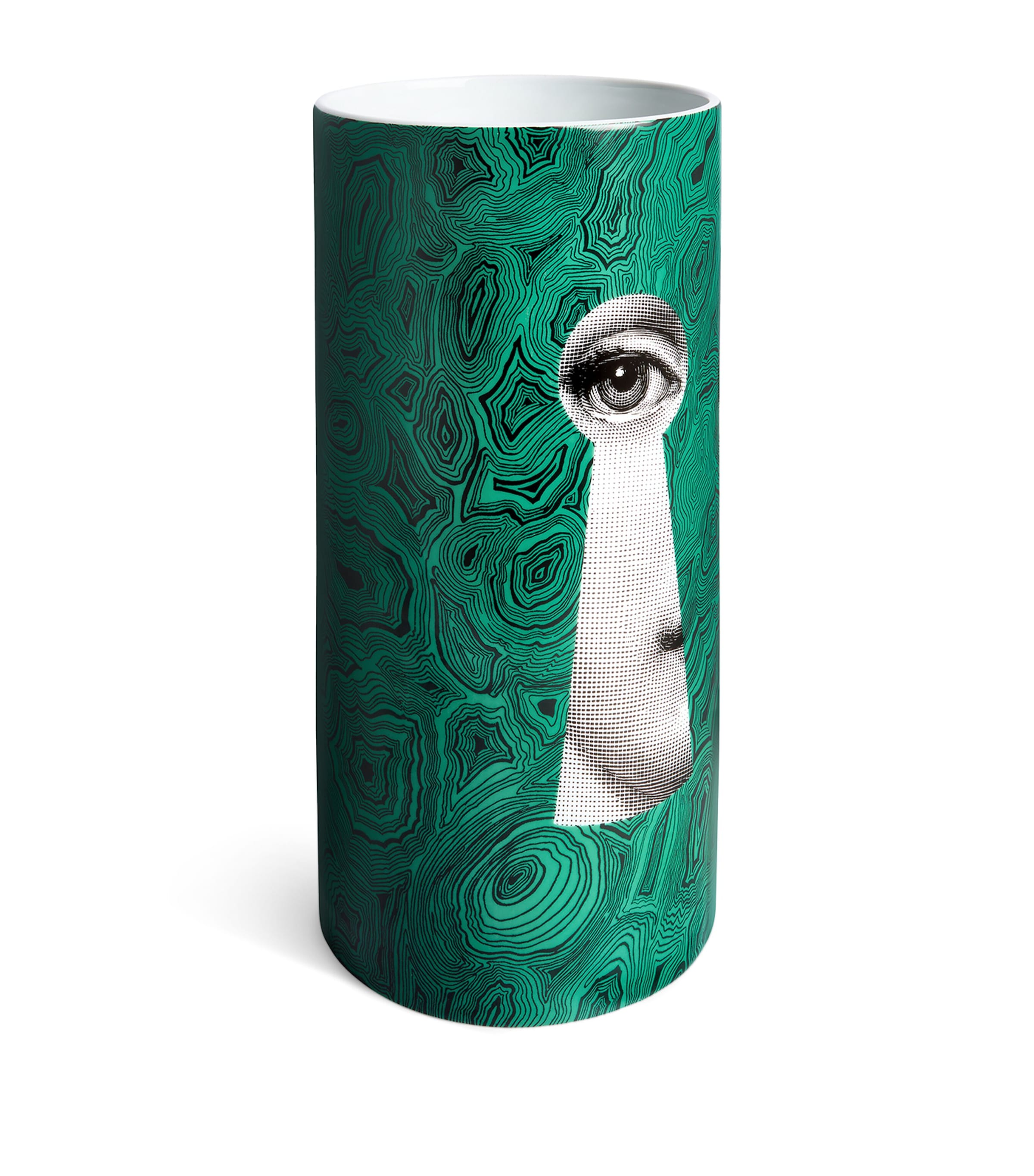 Fornasetti Medium Porcelain Serratura su Malachite Vase (32cm) Image 2