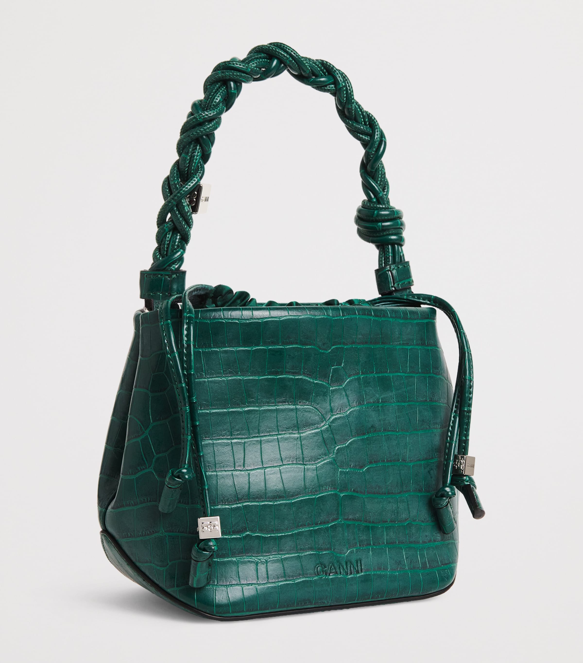ganni バッグ GANNI Green Croc-Embossed Leather Bou Bucket Bag | Harrods US