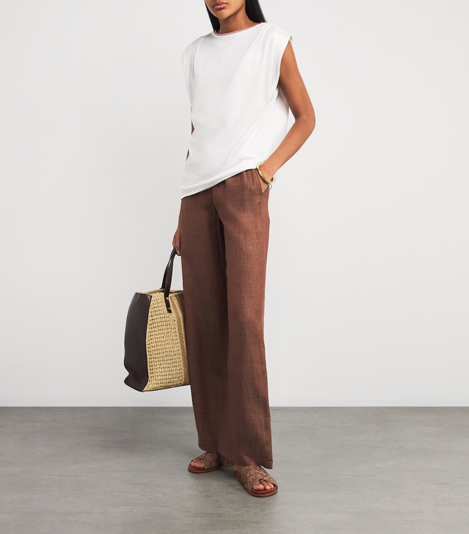 Cotton Pleated-Detail T-Shirt BIANCO, ANTICO Image 2