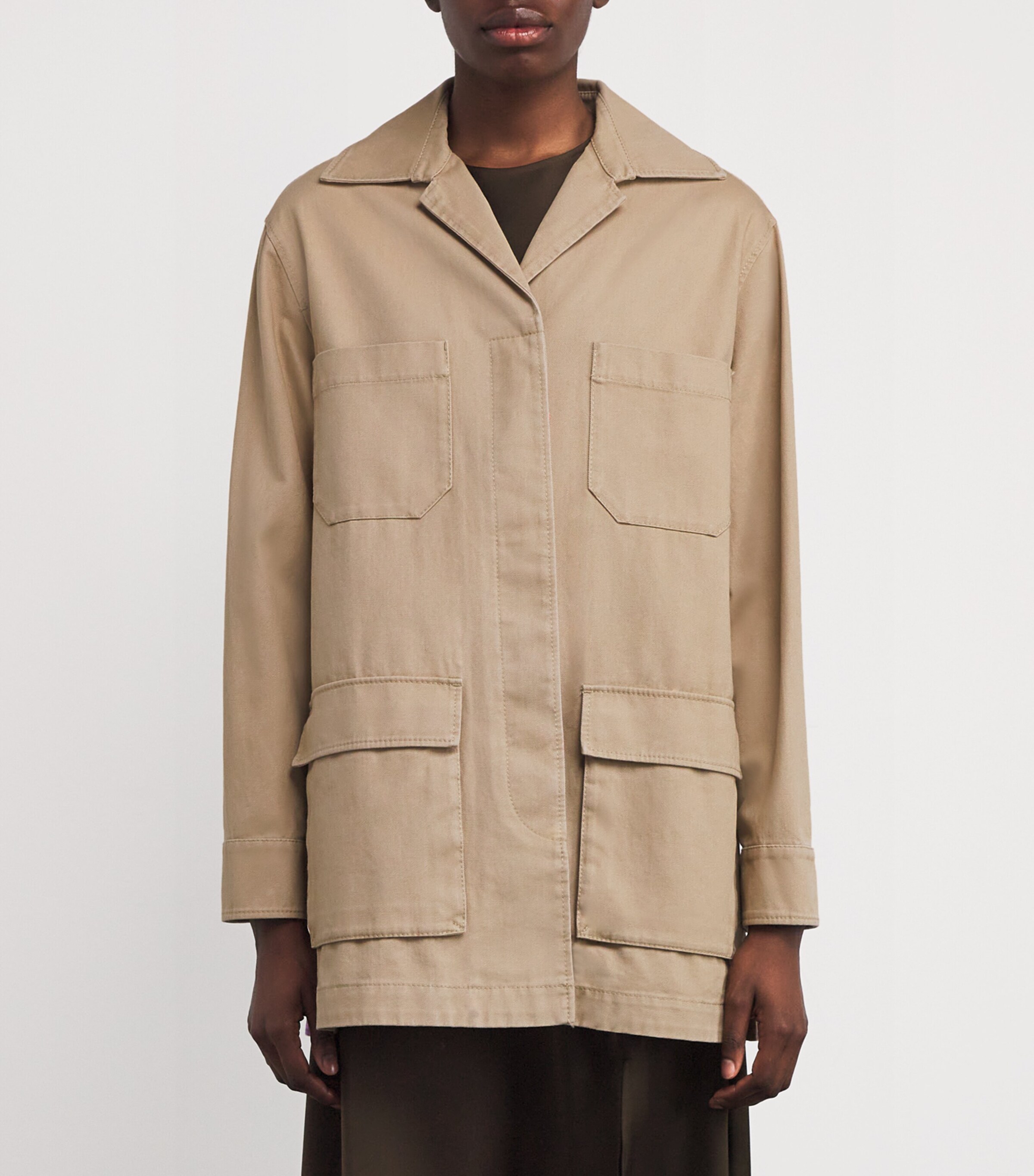 Cotton Gabardine Embroidered Jacket CAMEL Image 3