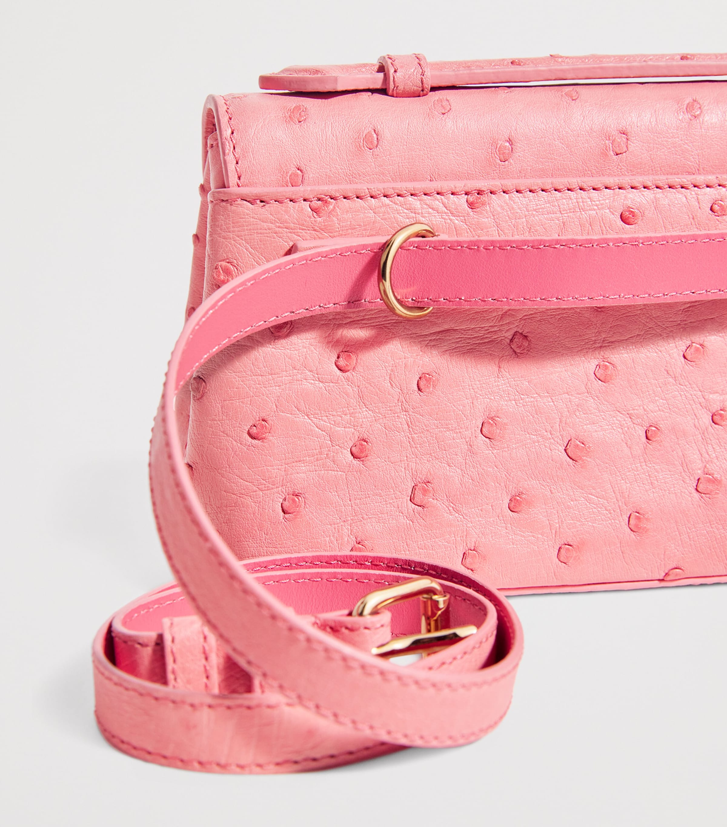 Ostrich Leather Top-Handle Bag BABY PINK Image 4