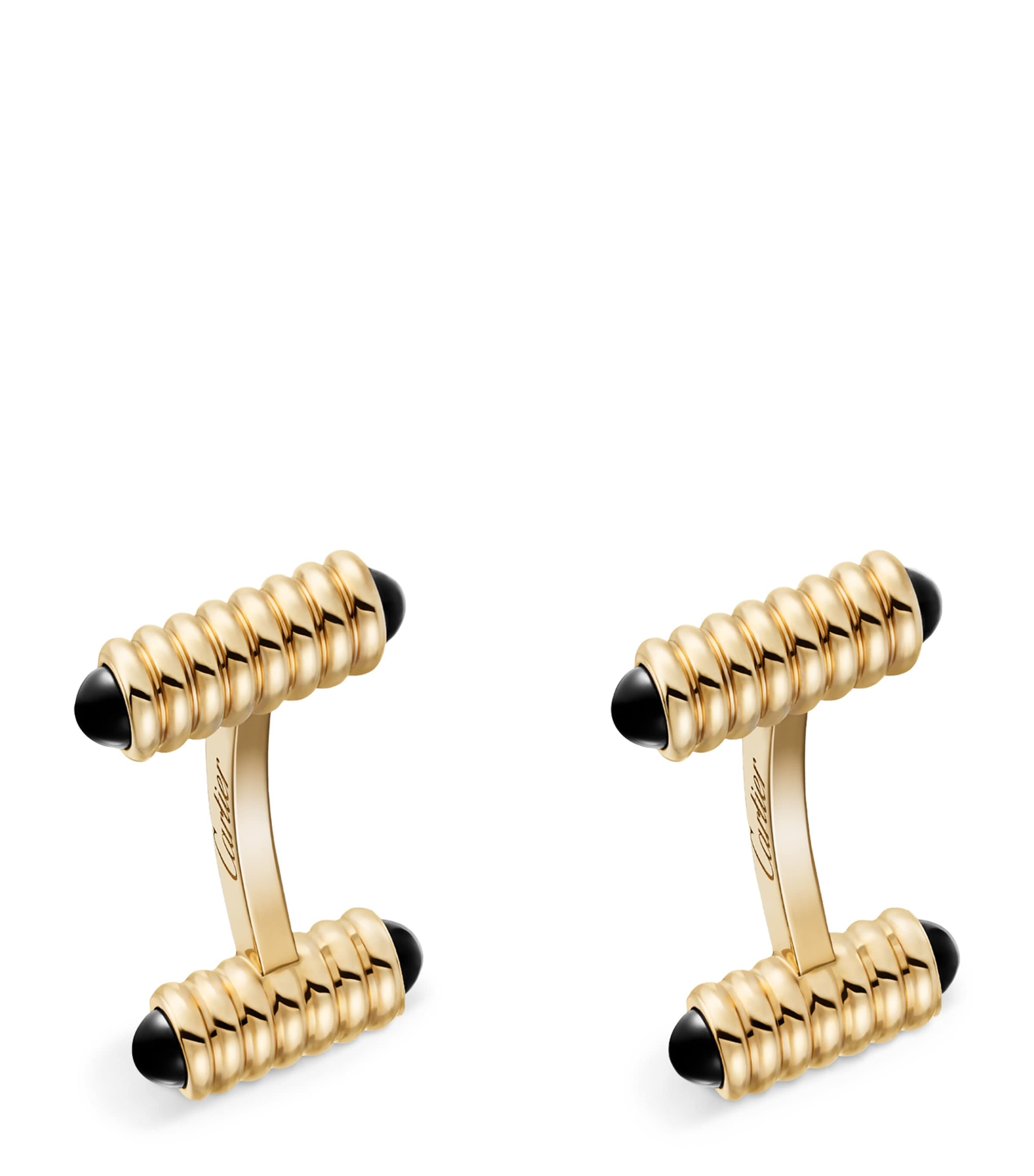 Yellow Gold and Onyx Spring Cufflinks YELLOW GOLD Image 1