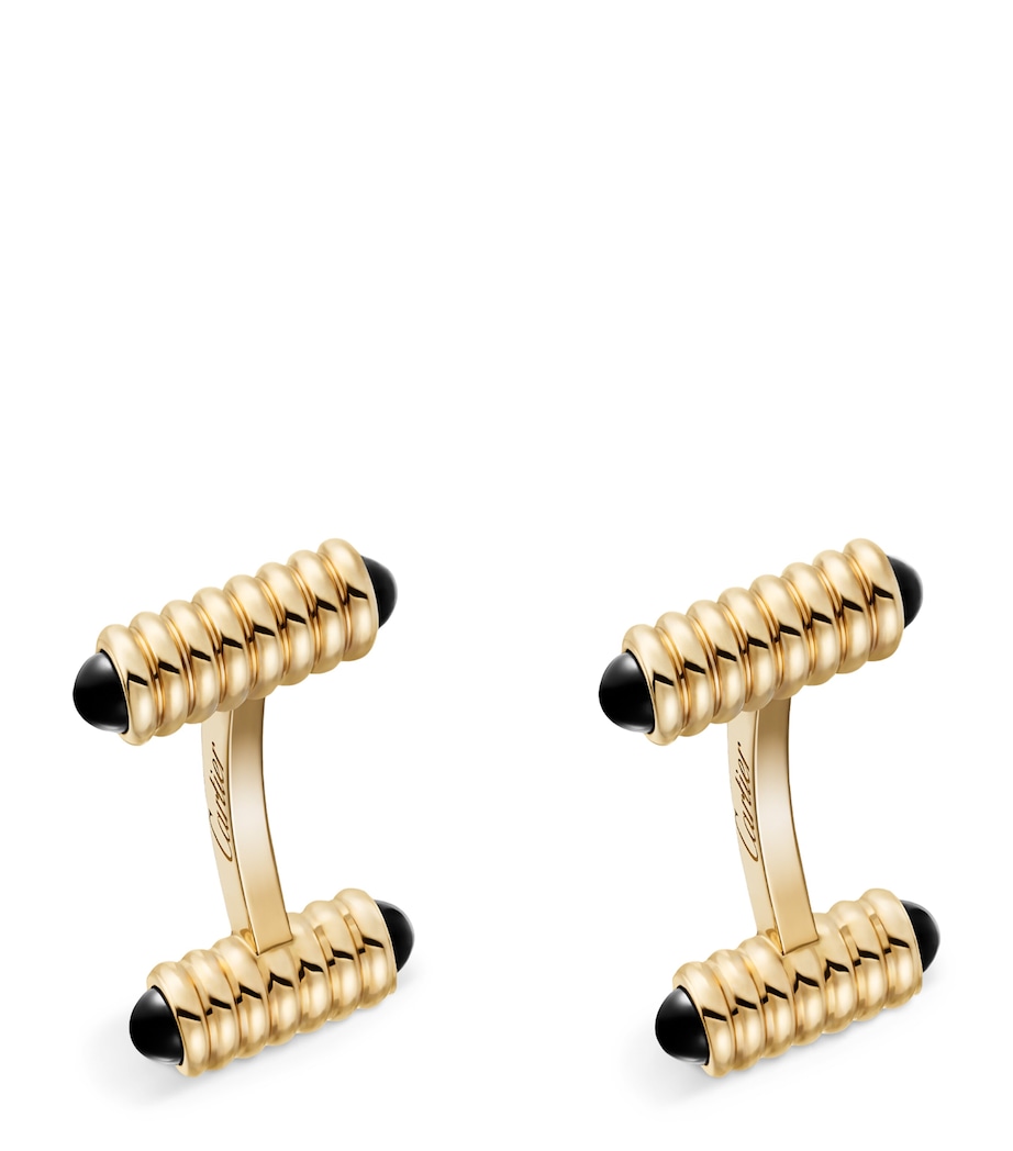Yellow Gold and Onyx Spring Cufflinks YELLOW GOLD Image 1
