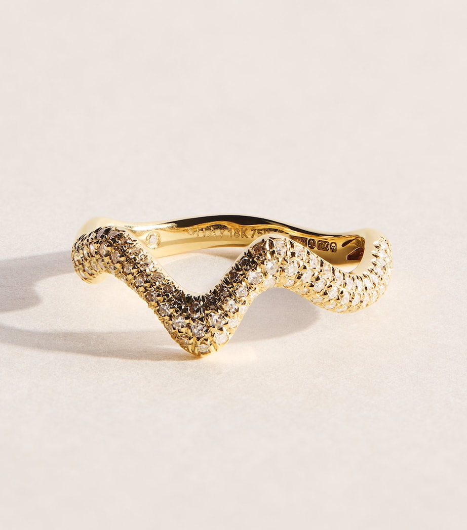 SHAY Yellow Gold and Diamond Wave Ring Yellow Gold Image 1