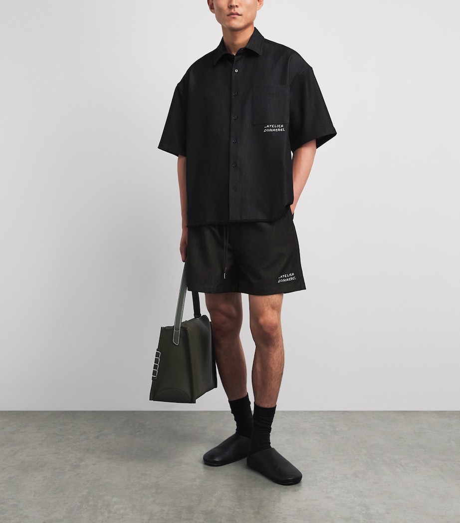 DOMREBEL Mens Chambray Baller Shorts Black Image 2