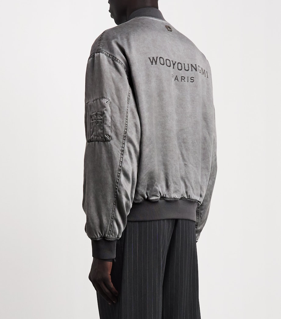 Wooyoungmi Mens Cotton Faded Logo Bomber Jacket Grey Image 5