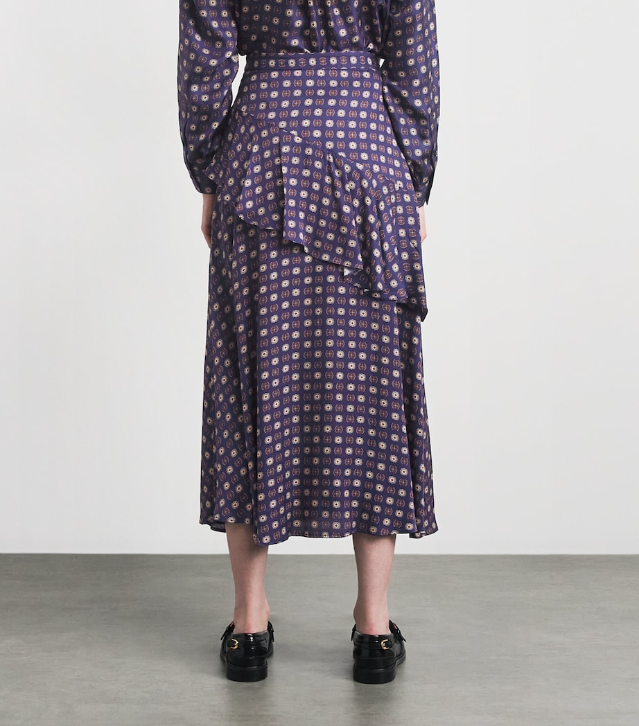 Claudie Pierlot Womens Tiered Midi Skirt Navy Print Image 5