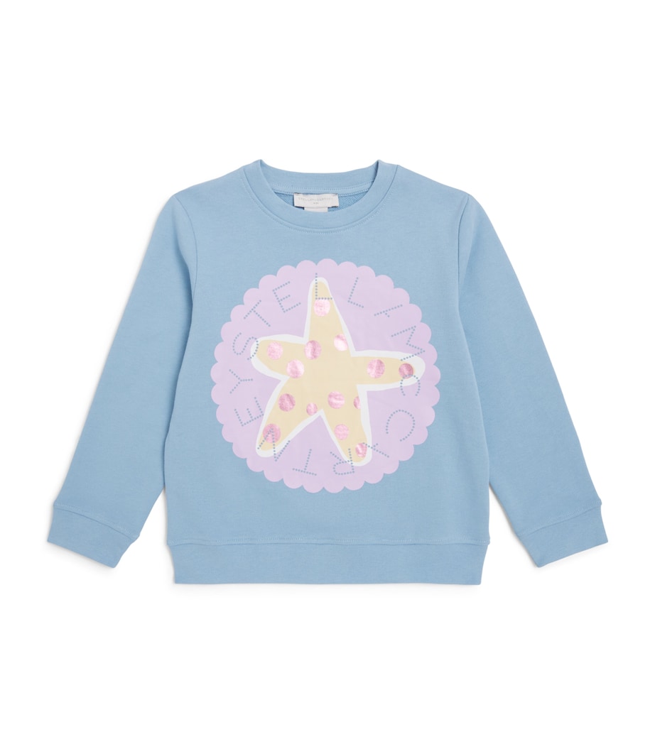 Stella McCartney Kids Organic Cotton Starfish Sweatshirt (2-14+ Years) Blue Image 1