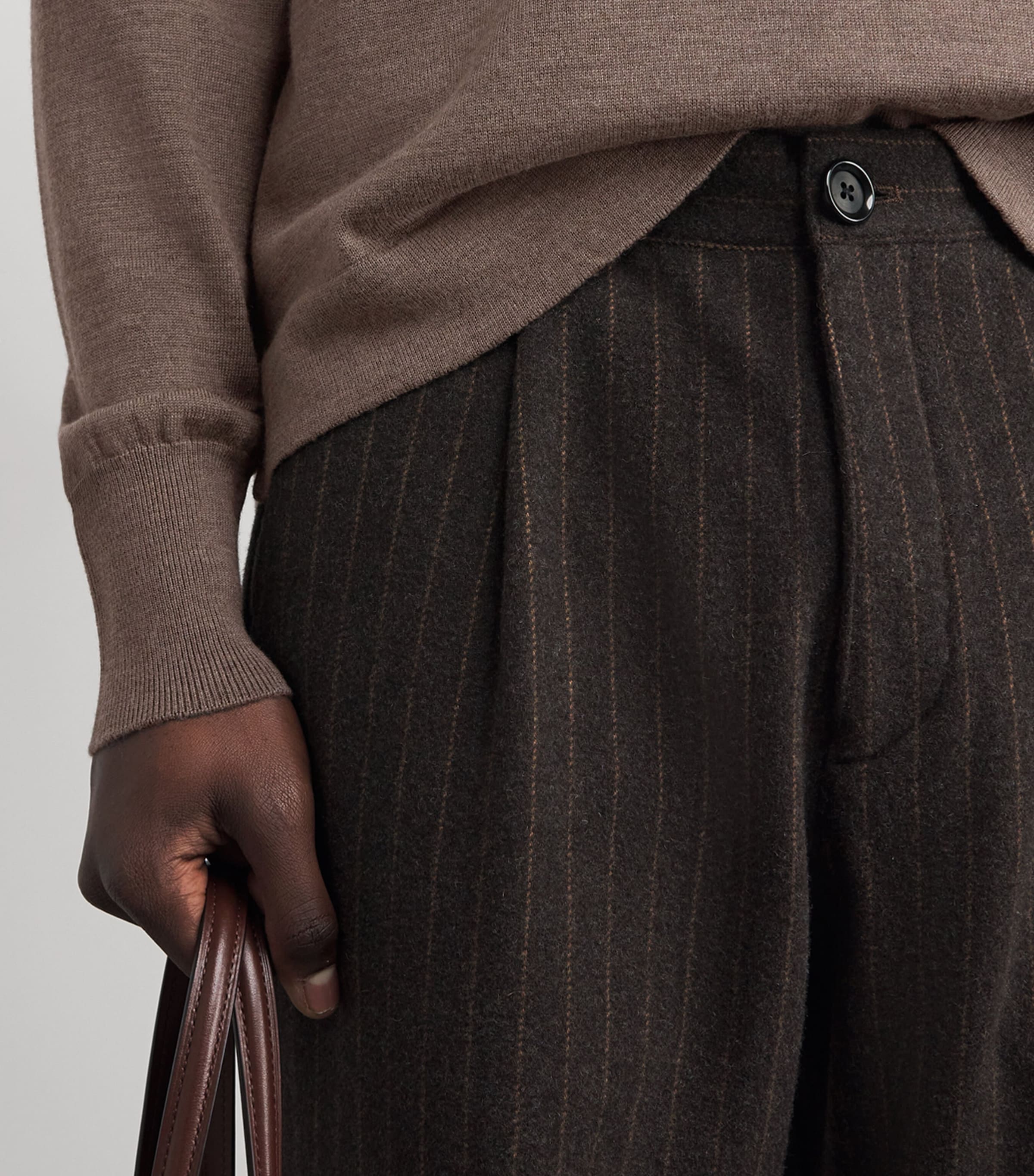 Wool Quarter-Zip Polo Sweater HEATHER GINGER BREAD Image 6