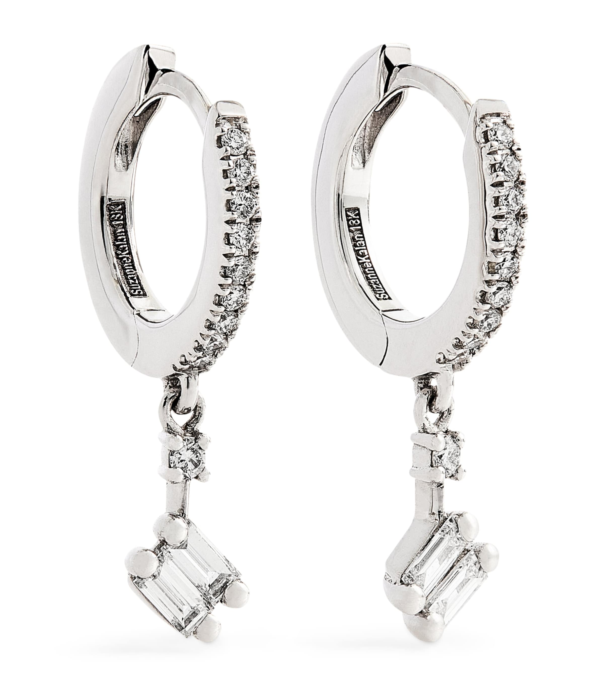 Suzanne Kalan White Gold and Diamond Classic Dangle Drop Huggie Earrings Wg/wd Image 1
