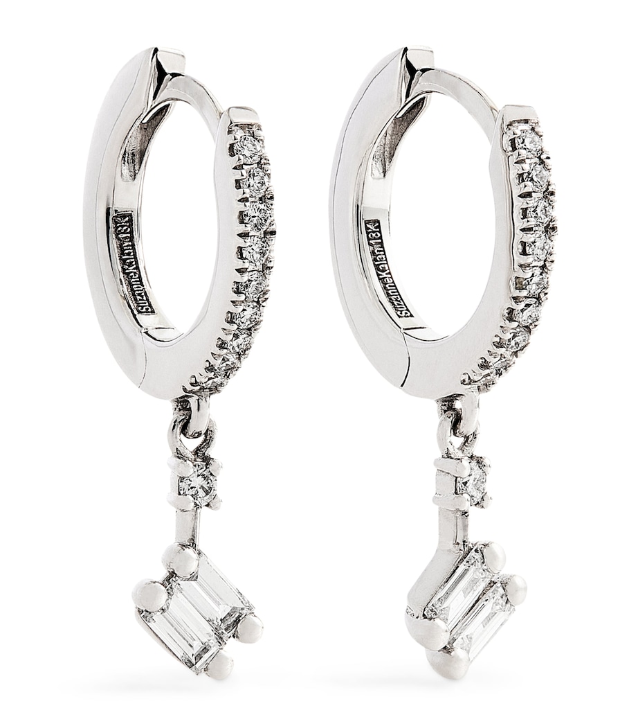 Suzanne Kalan White Gold and Diamond Classic Dangle Drop Huggie Earrings Wg/wd Image 1