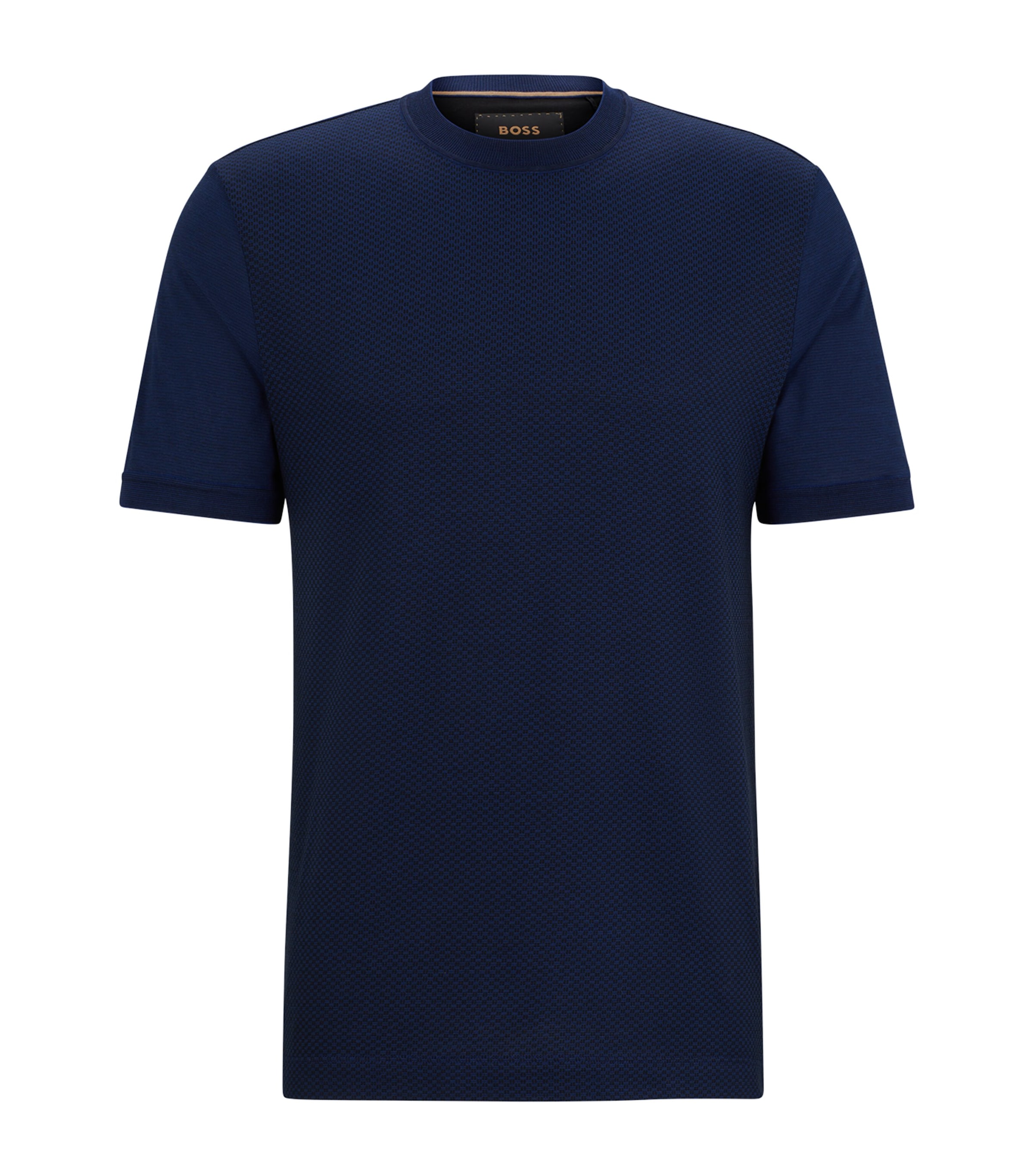 Hugo Boss Cotton-silk Regular-fit T-shirt With Mixed Structures In Blue