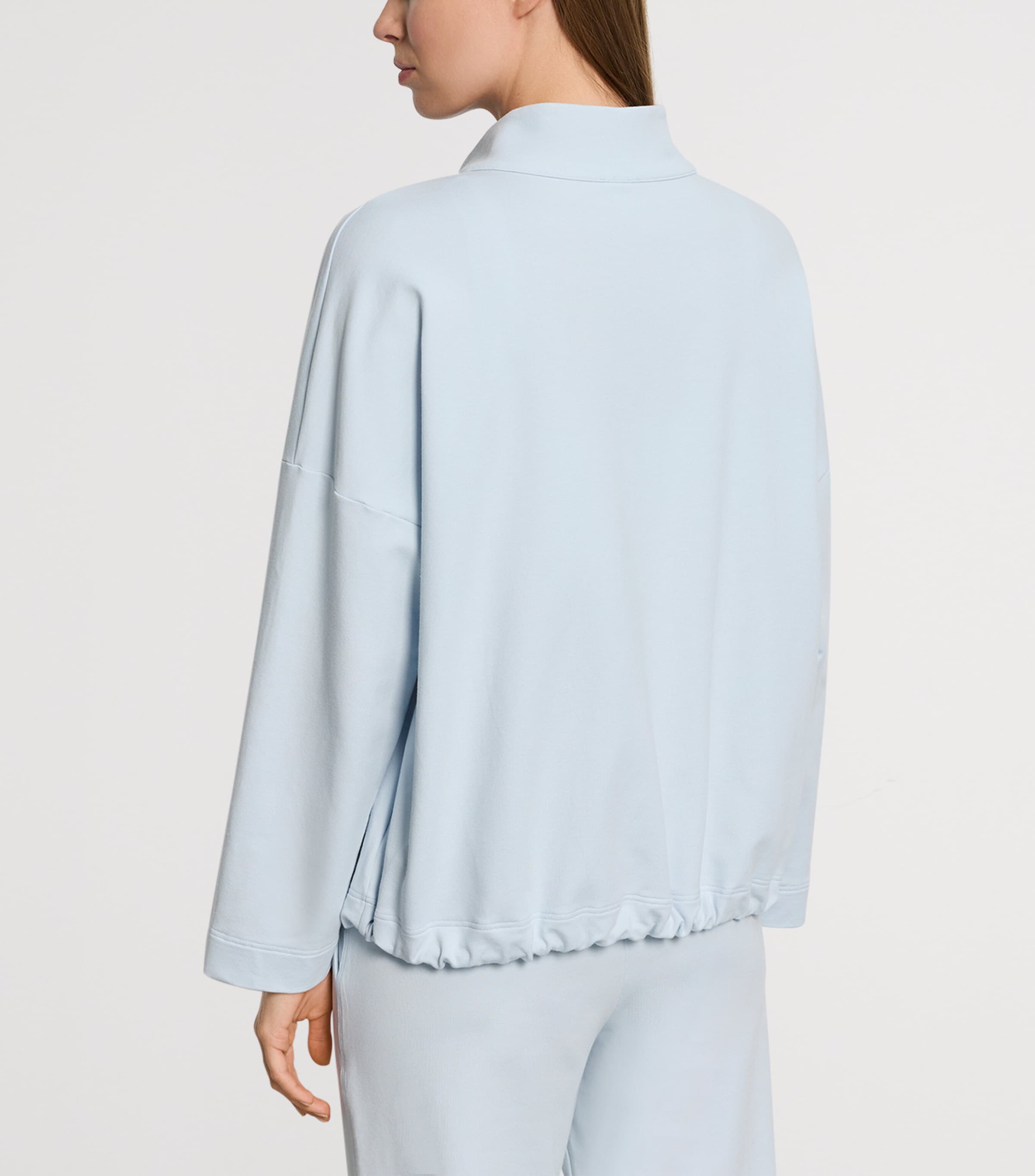Hanro Womens Stretch-Cotton Natural Living Cardigan Watery Blue Image 3