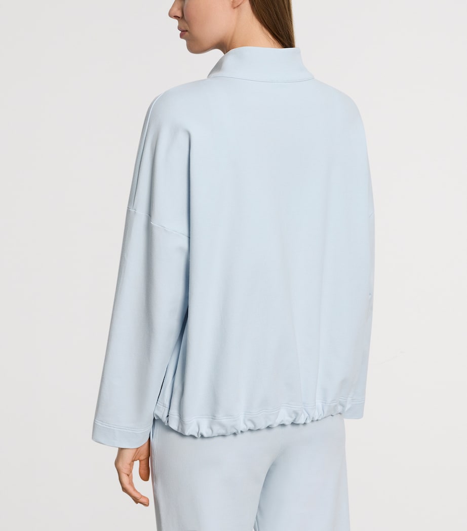 Hanro Womens Stretch-Cotton Natural Living Cardigan Watery Blue Image 3