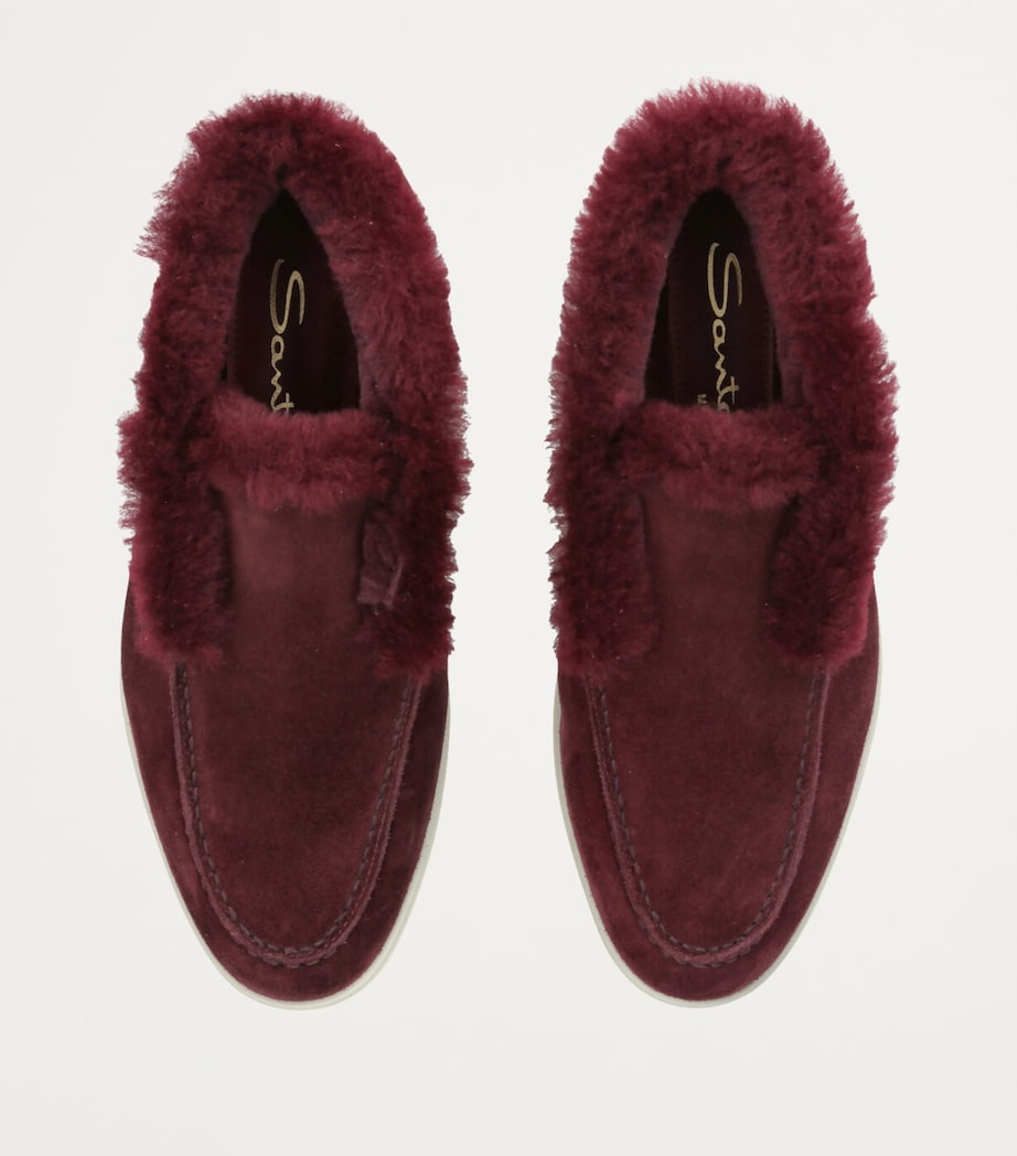 Suede Fur-Trim Fortune Ankle Boots WINE Image 4