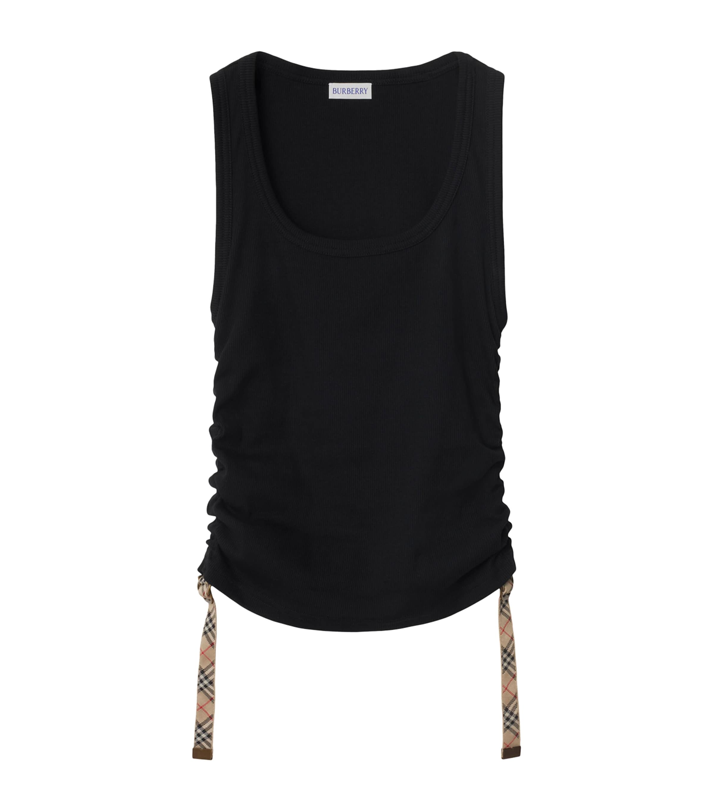 Burberry Cotton-blend Gathered Tank Top In Black