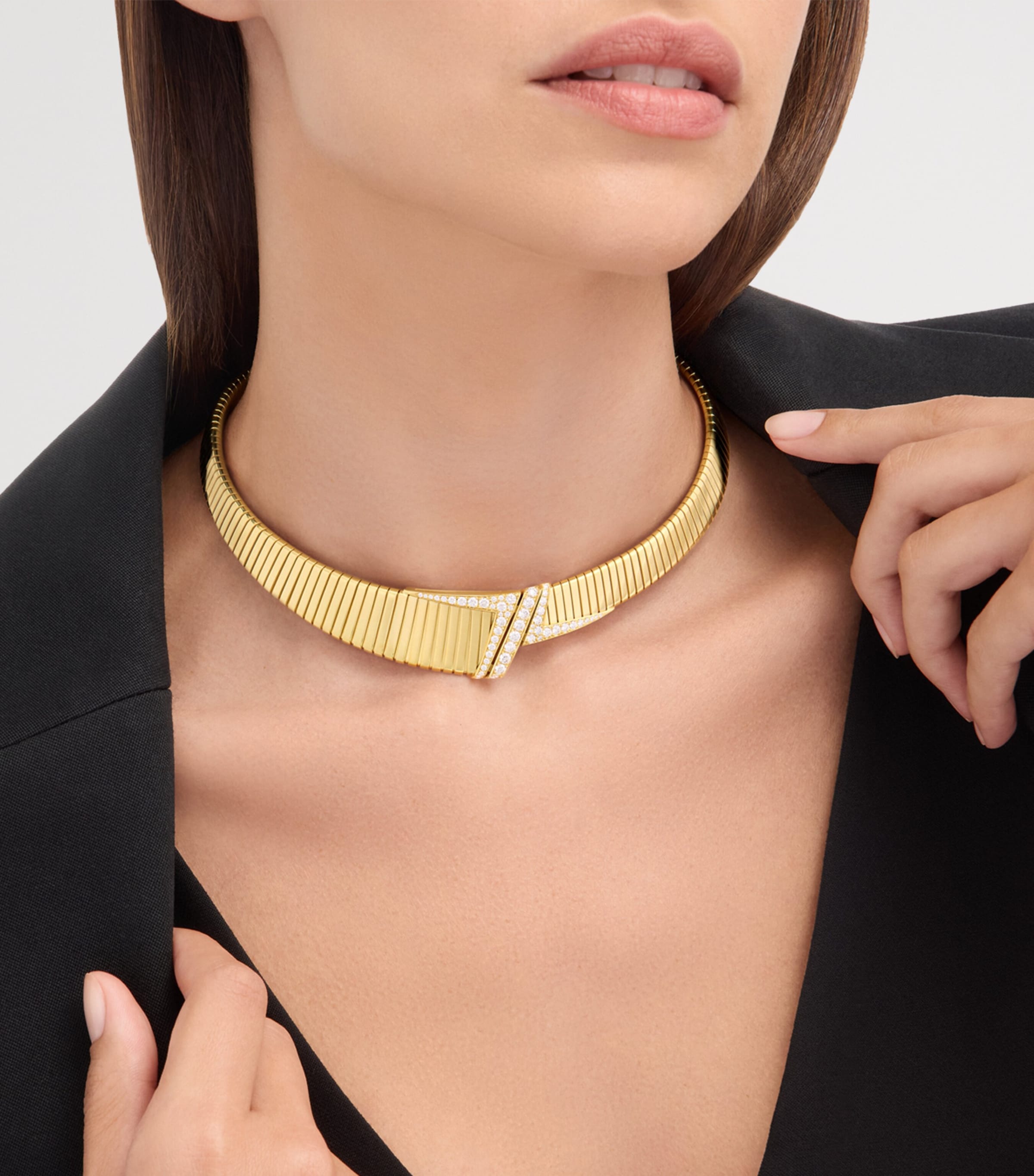 Bvlgari Yellow Gold and Diamond Tubogas Necklace Yellow Gold Image 4
