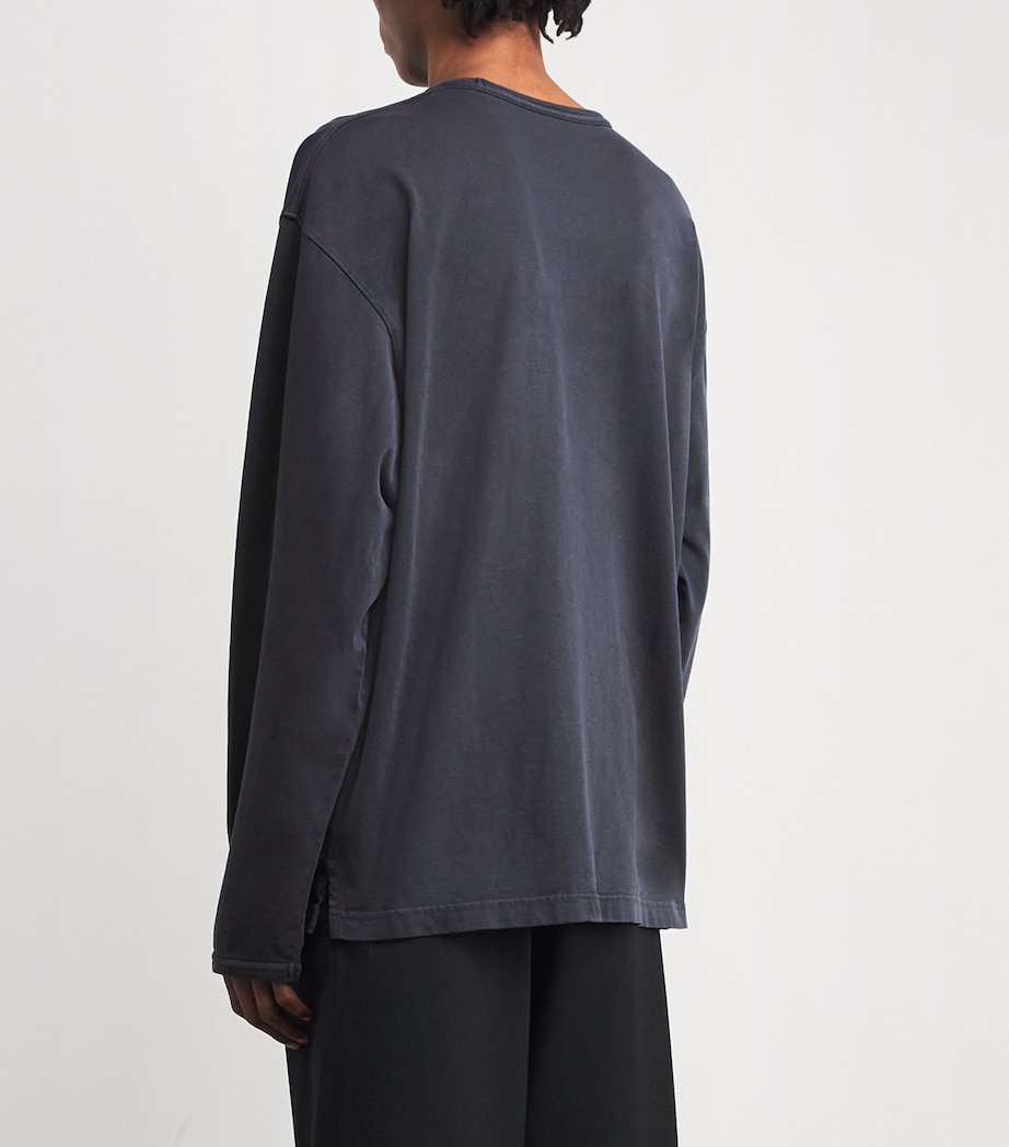 Cotton Long-Sleeve T-Shirt STONE BLUE BL807 Image 4