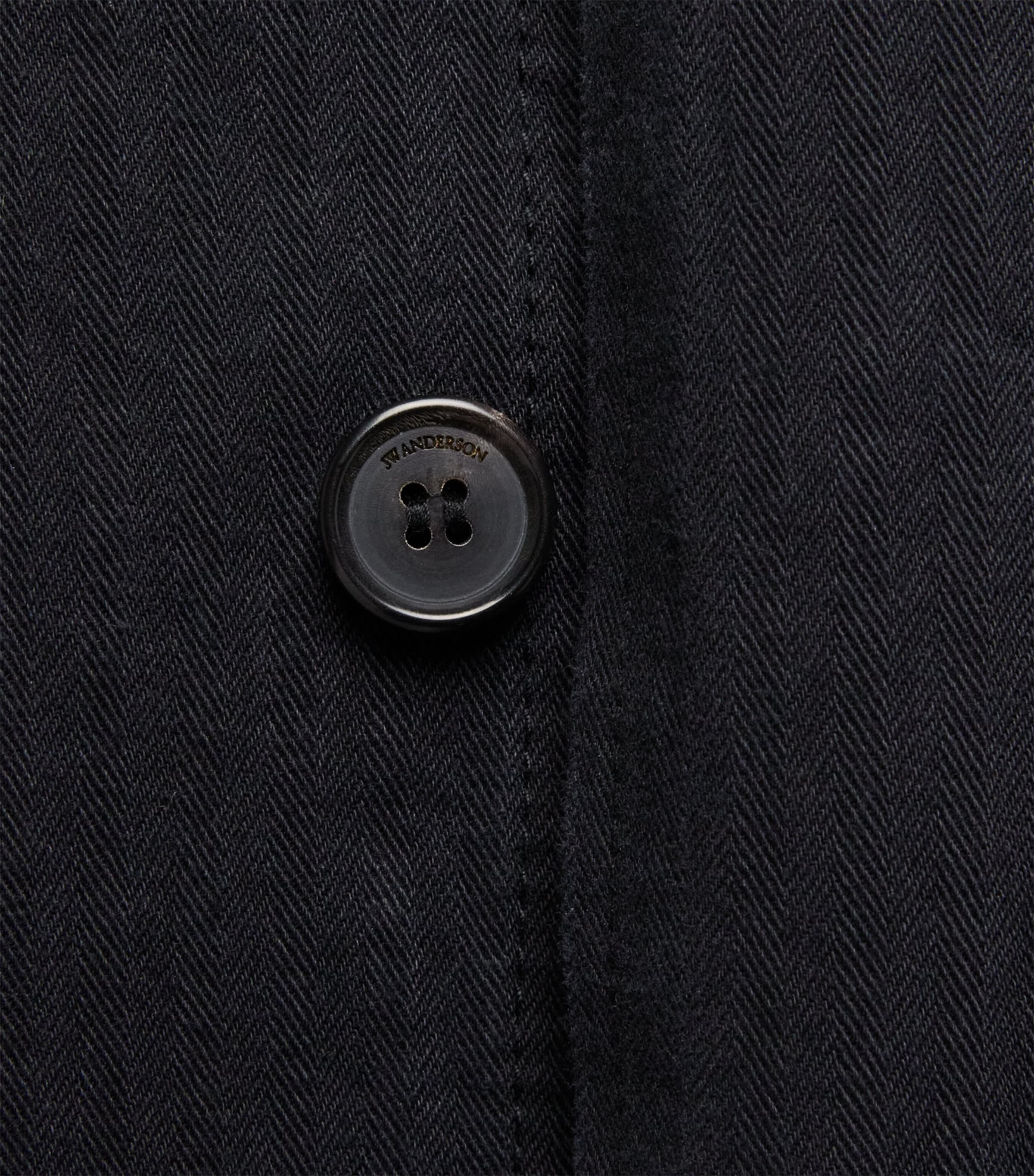 JW Anderson Mens Oversized Cotton Herringbone Shirt Black Image 6