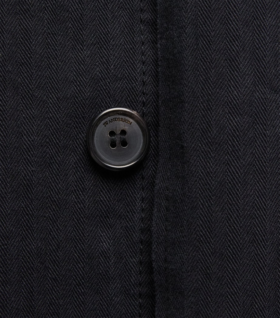 JW Anderson Mens Oversized Cotton Herringbone Shirt Black Image 6