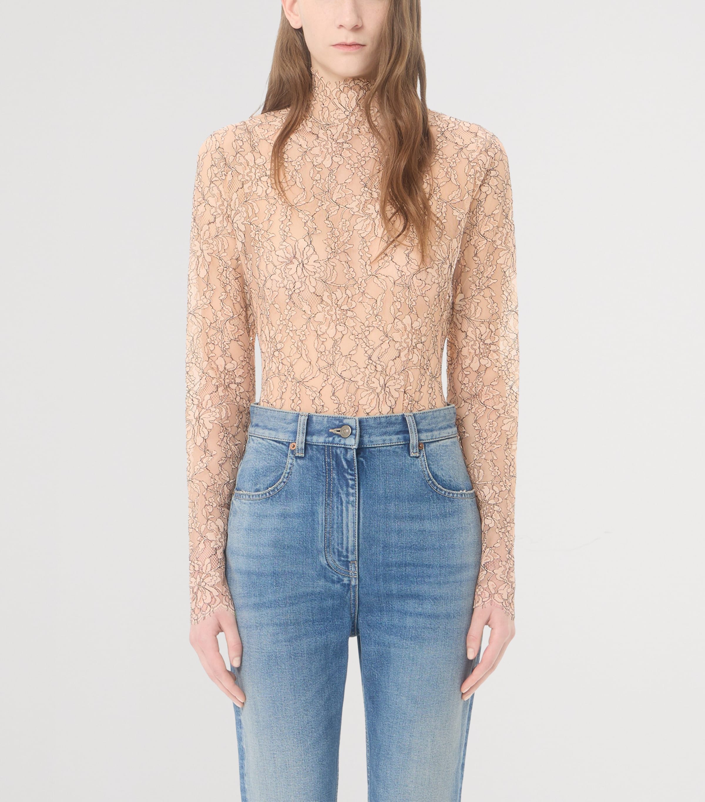 Valentino Womens Lace Floral Bodysuit Dns Image 3