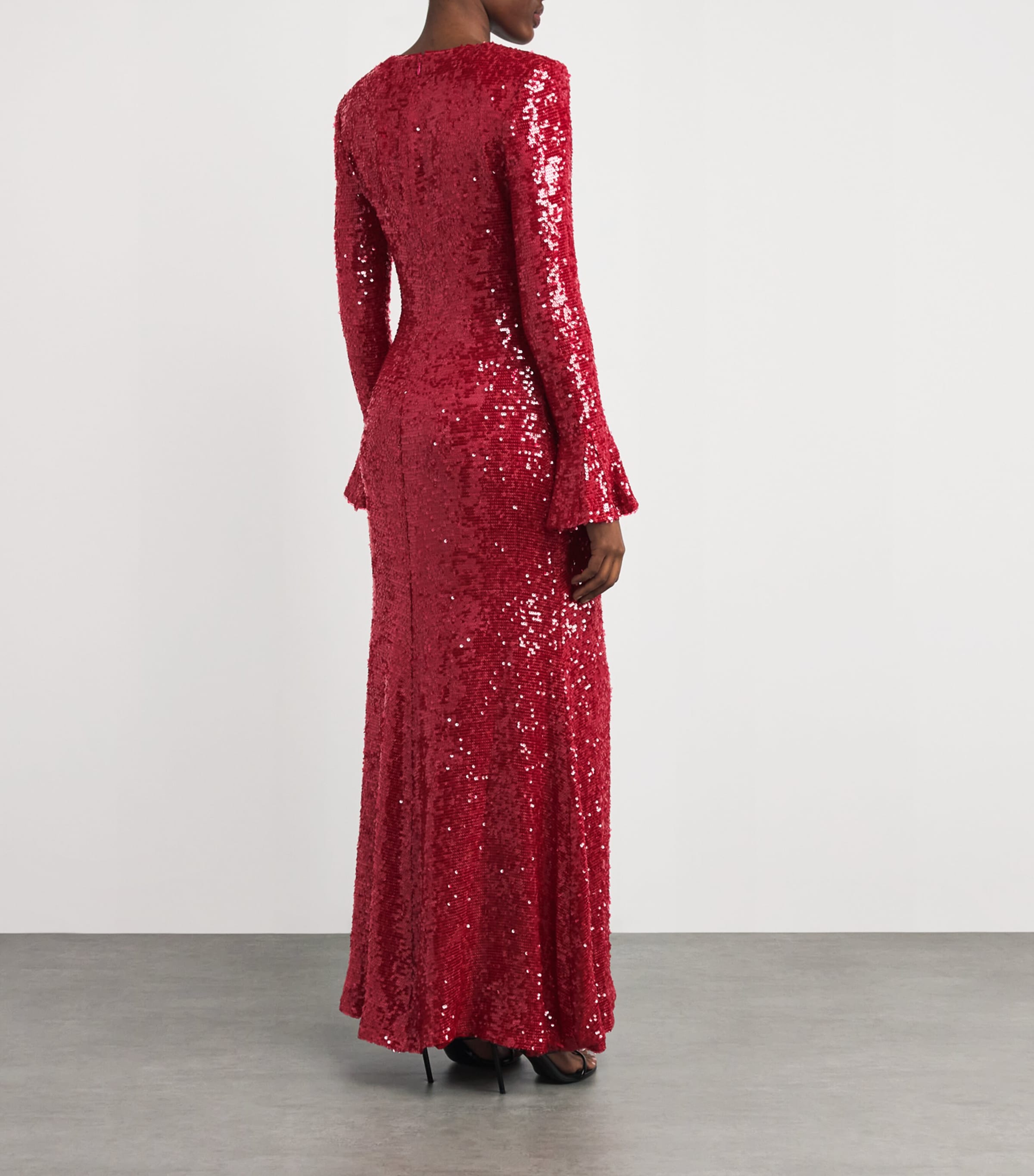 Sequin Flared Maxi Dress 678 DARK ROSE Image 3