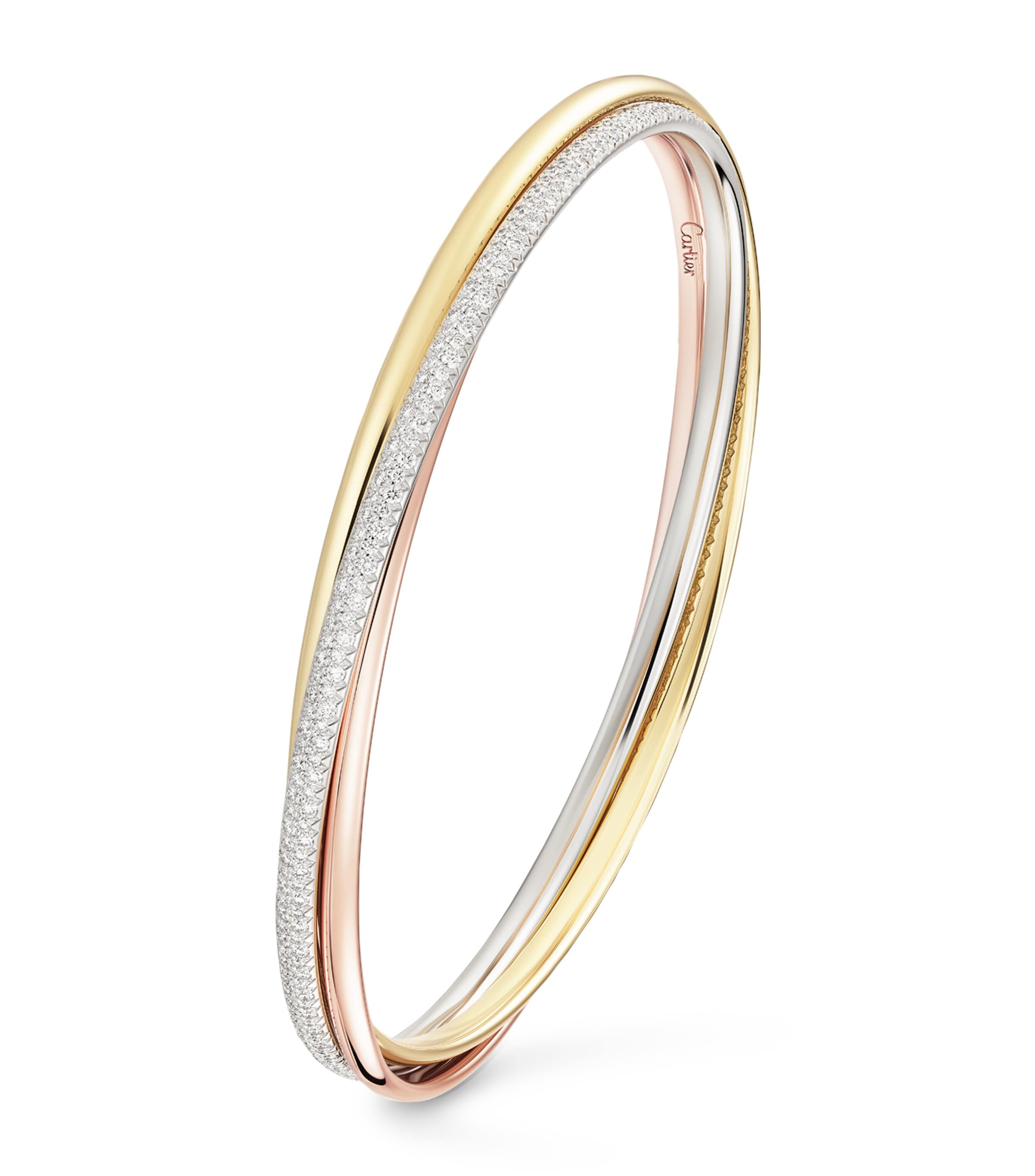 Small White, Rose, Yellow Gold and Diamond Trinity Bracelet MIXED GOLD Image 1