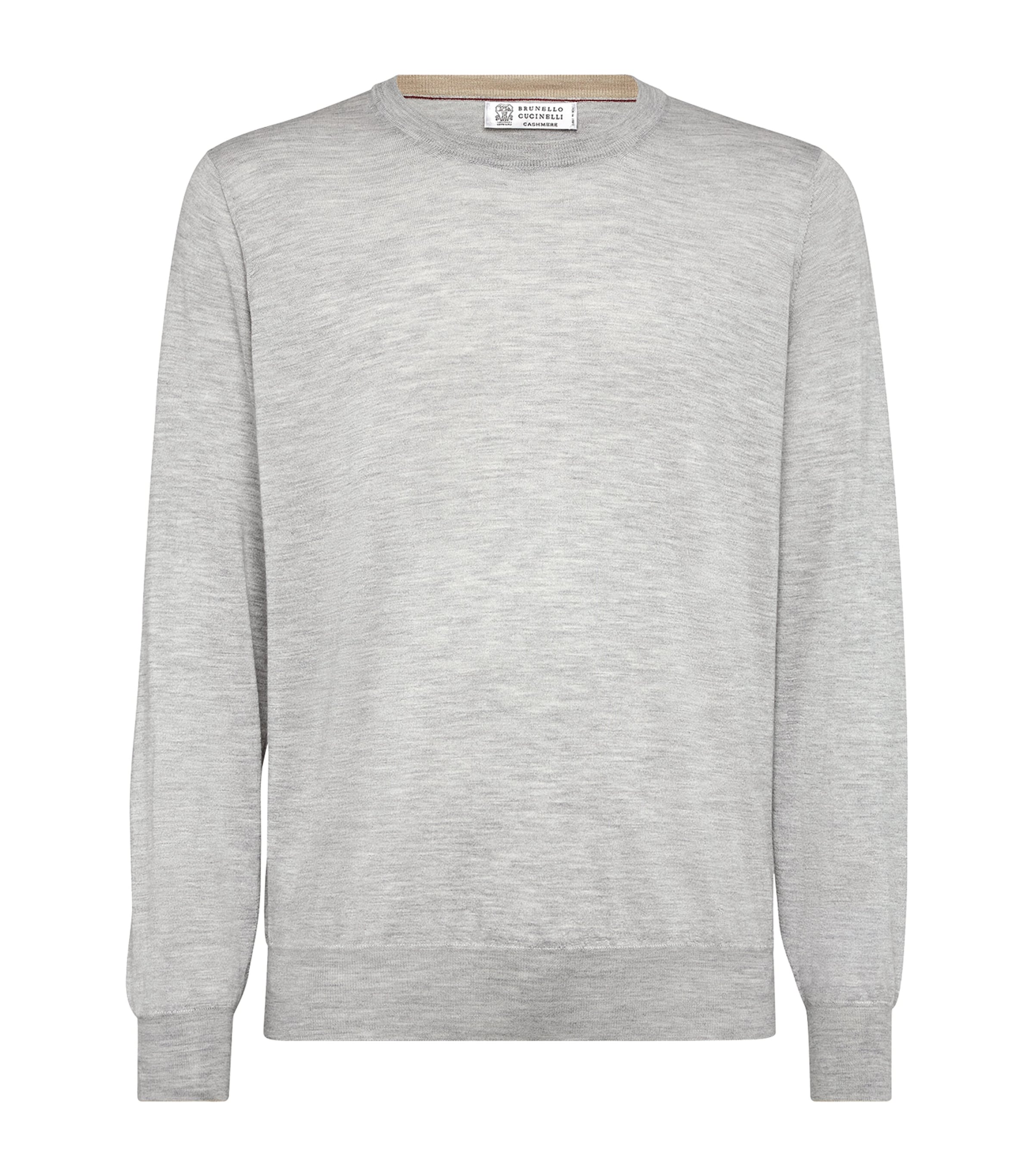 Brunello Cucinelli Light Grey Virgin Wool And Cashmere Jumper In Grey