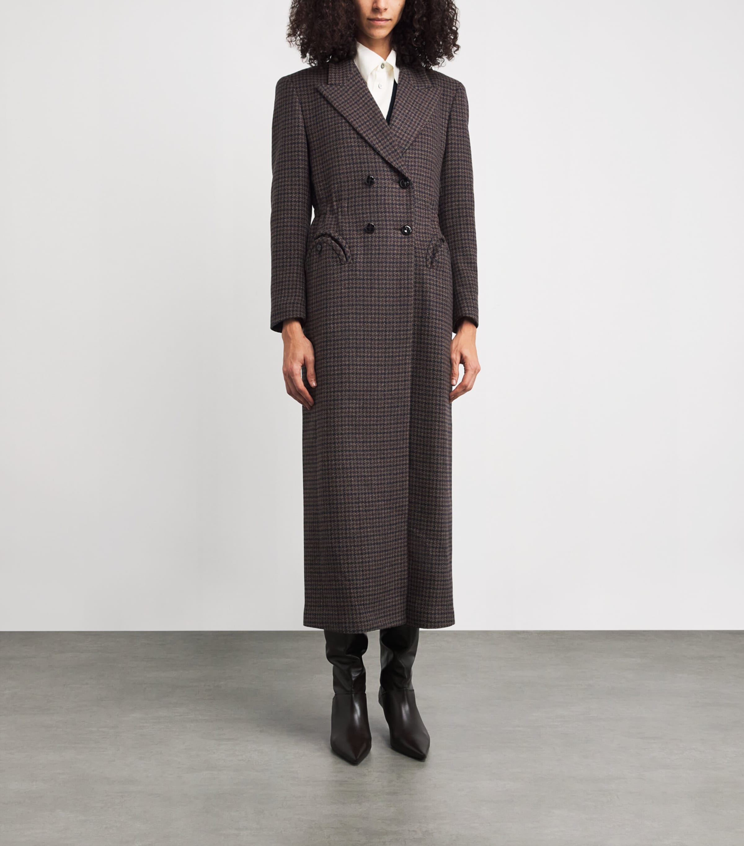 Houndstooth Mikado Anyway Coat 0001  BROWN Image 3