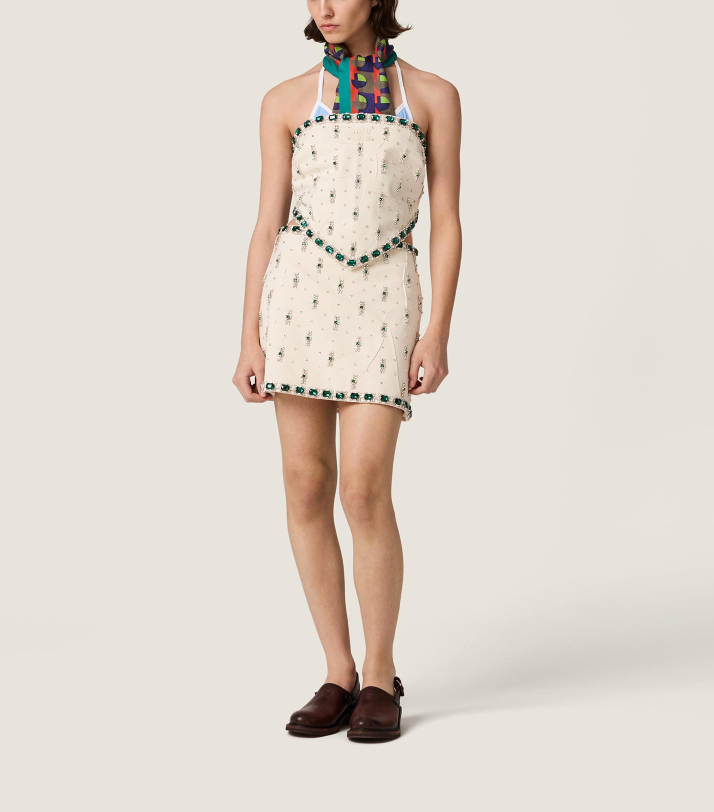 Miu Miu Womens Cotton Embellished Mini Skirt Image 2