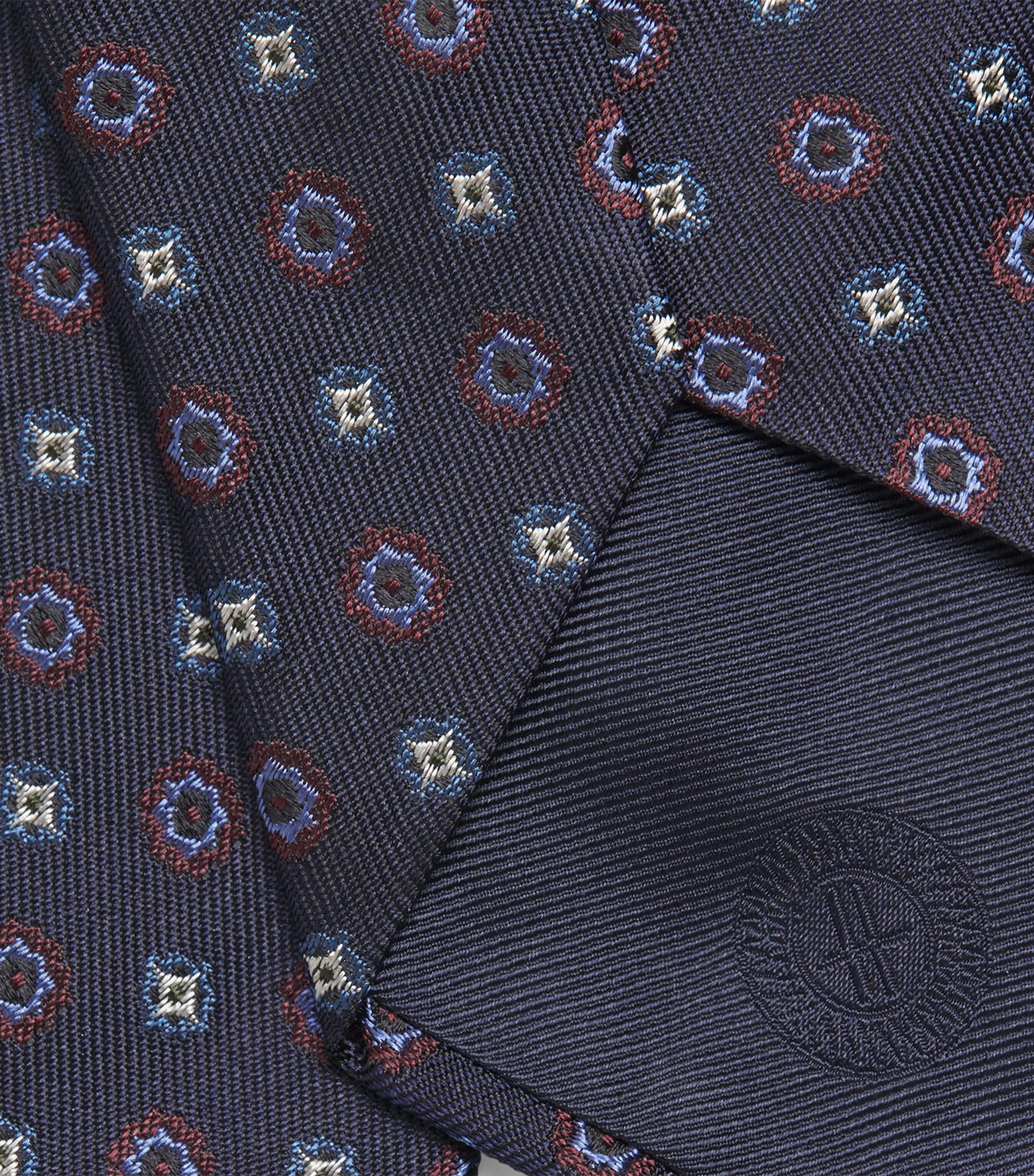 Harrods Silk Jacquard Tie Navy Image 2
