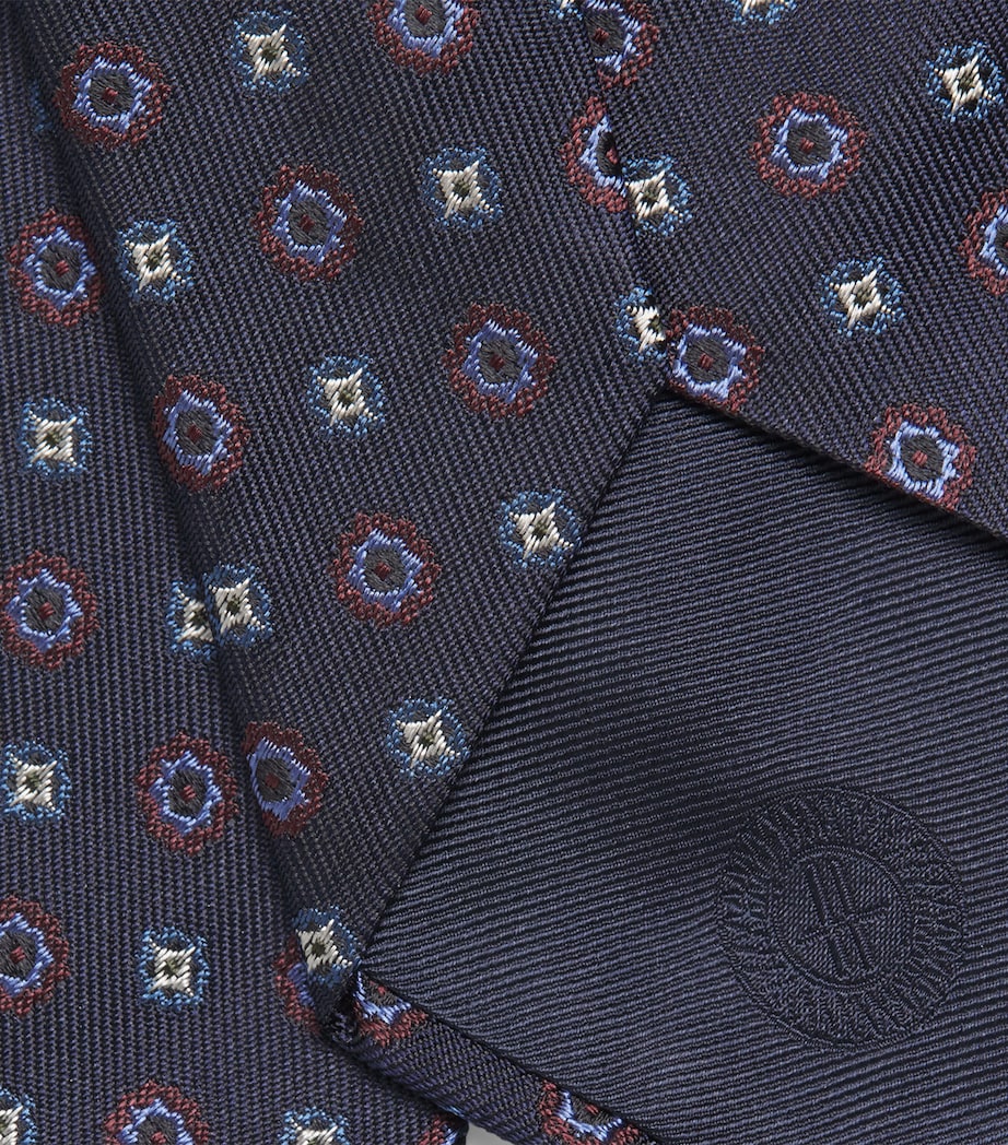 Harrods Silk Jacquard Tie Navy Image 2