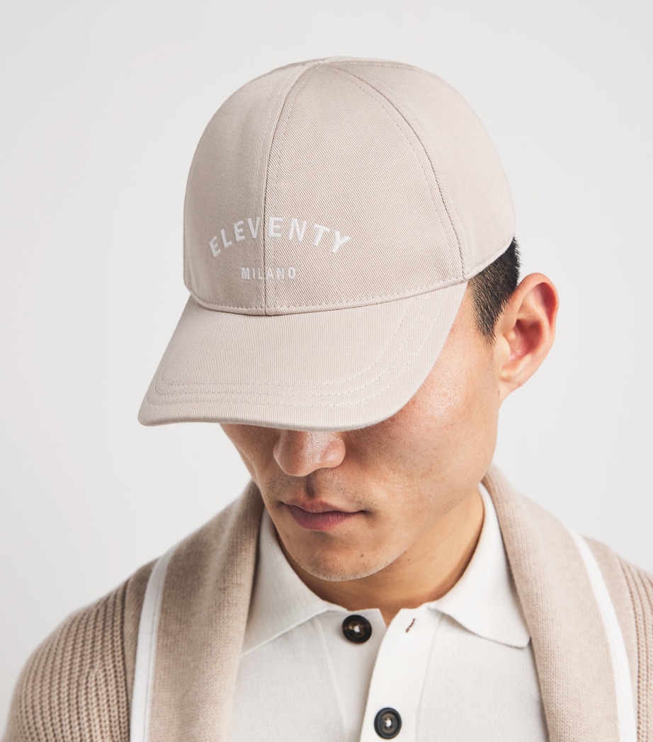 Eleventy Cotton Logo Baseball Cap Sabbia Image 2