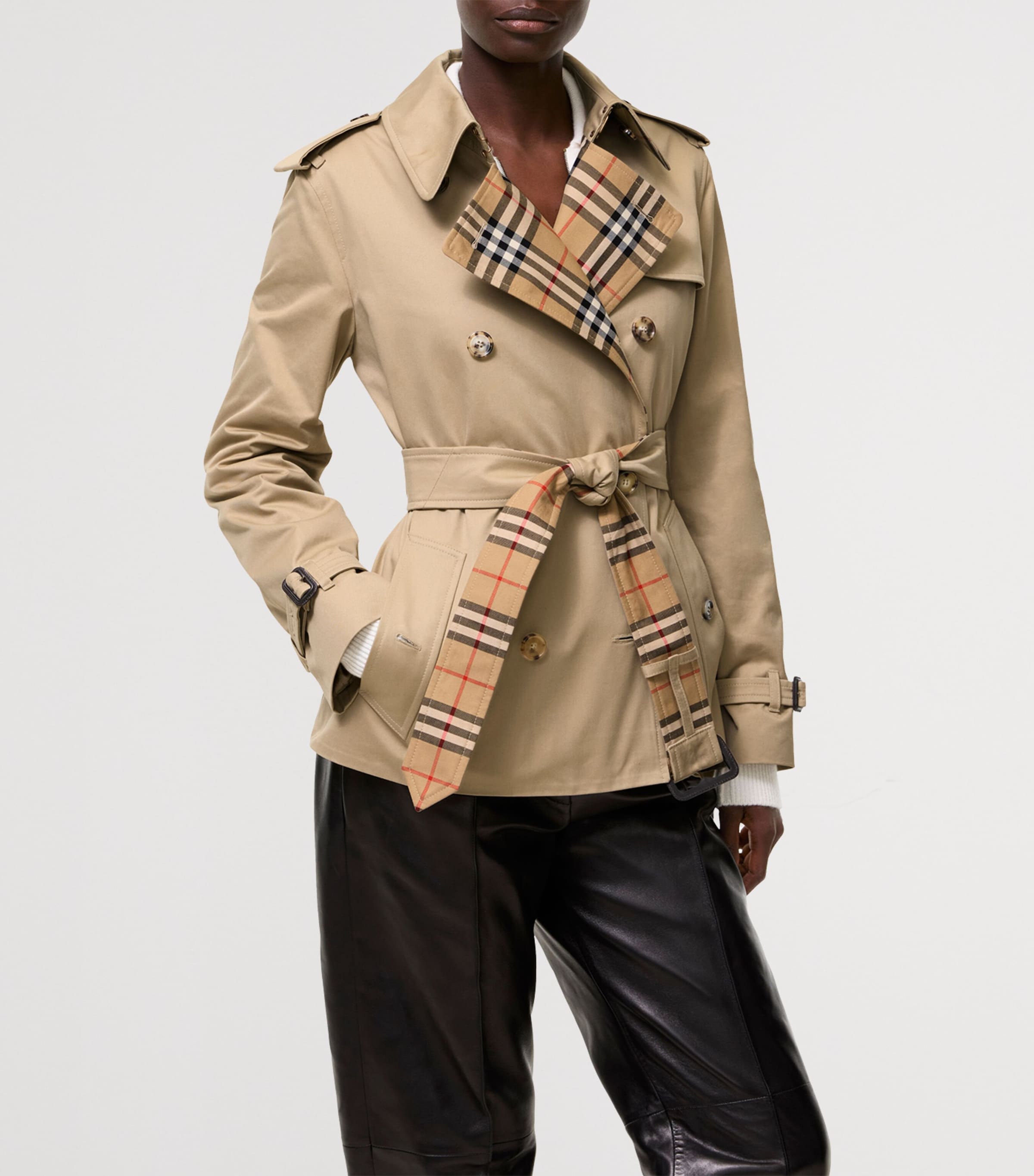 Burberry Womens Gabardine Lakefield Trench Jacket Honey Image 2