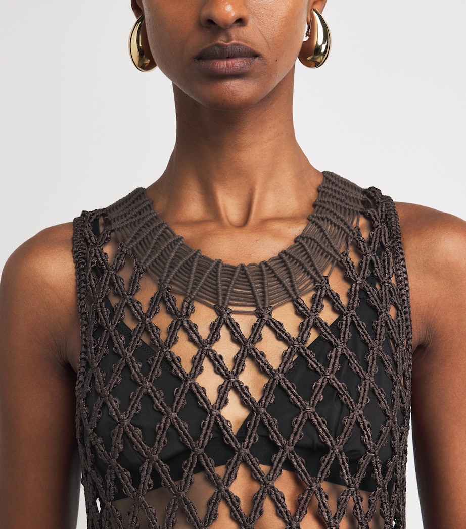 Simkhai Womens Macrame Jensen Midi Dress Chocolate Image 5