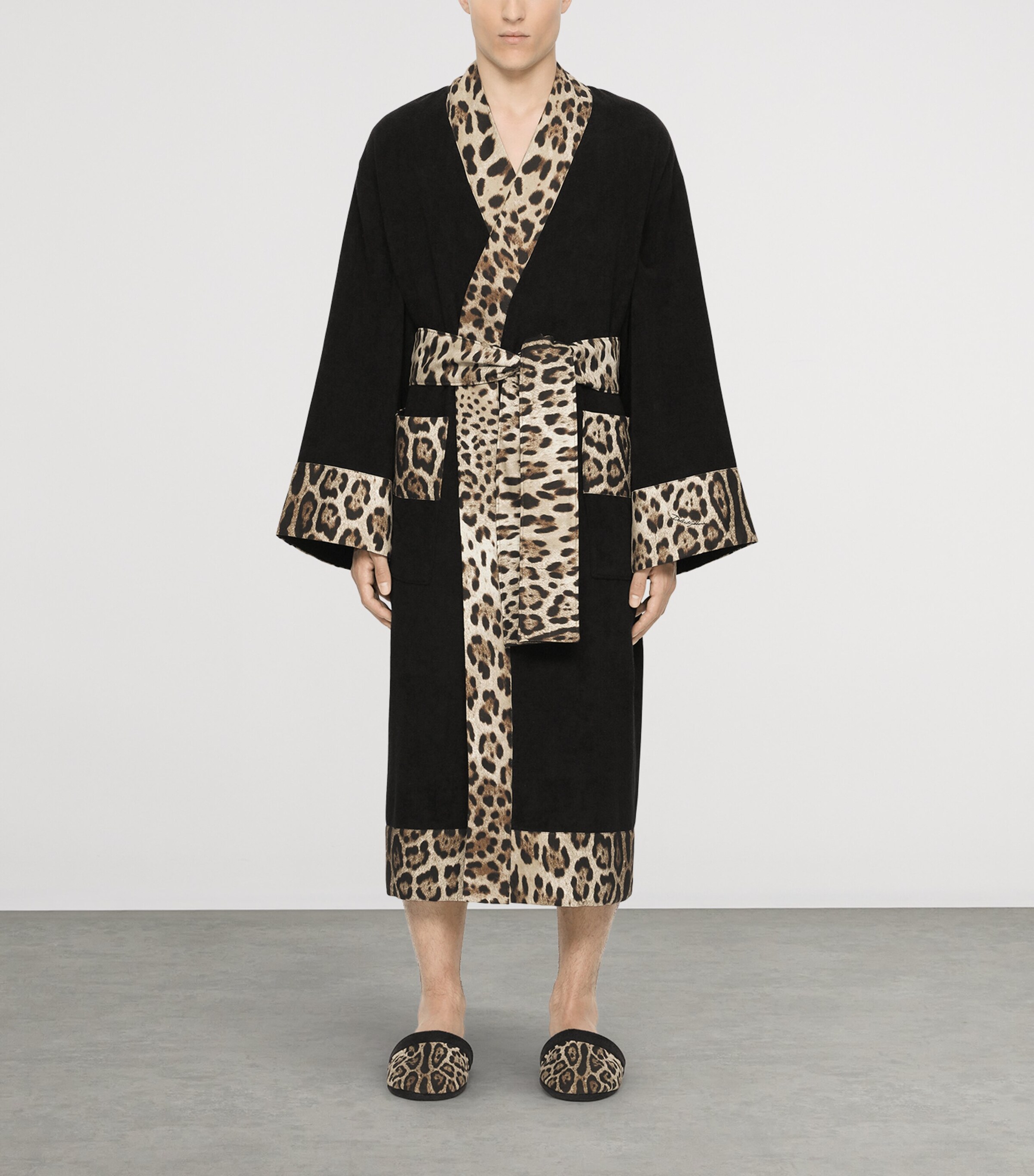 Terry Cotton Leopard Print Robe UL002 NERO LEOPARDO Image 7