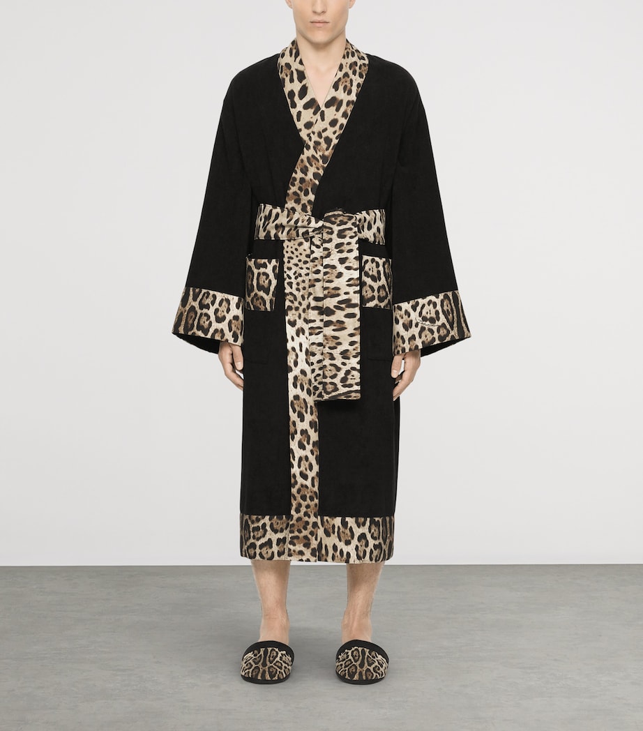Terry Cotton Leopard Print Robe UL002 NERO LEOPARDO Image 7