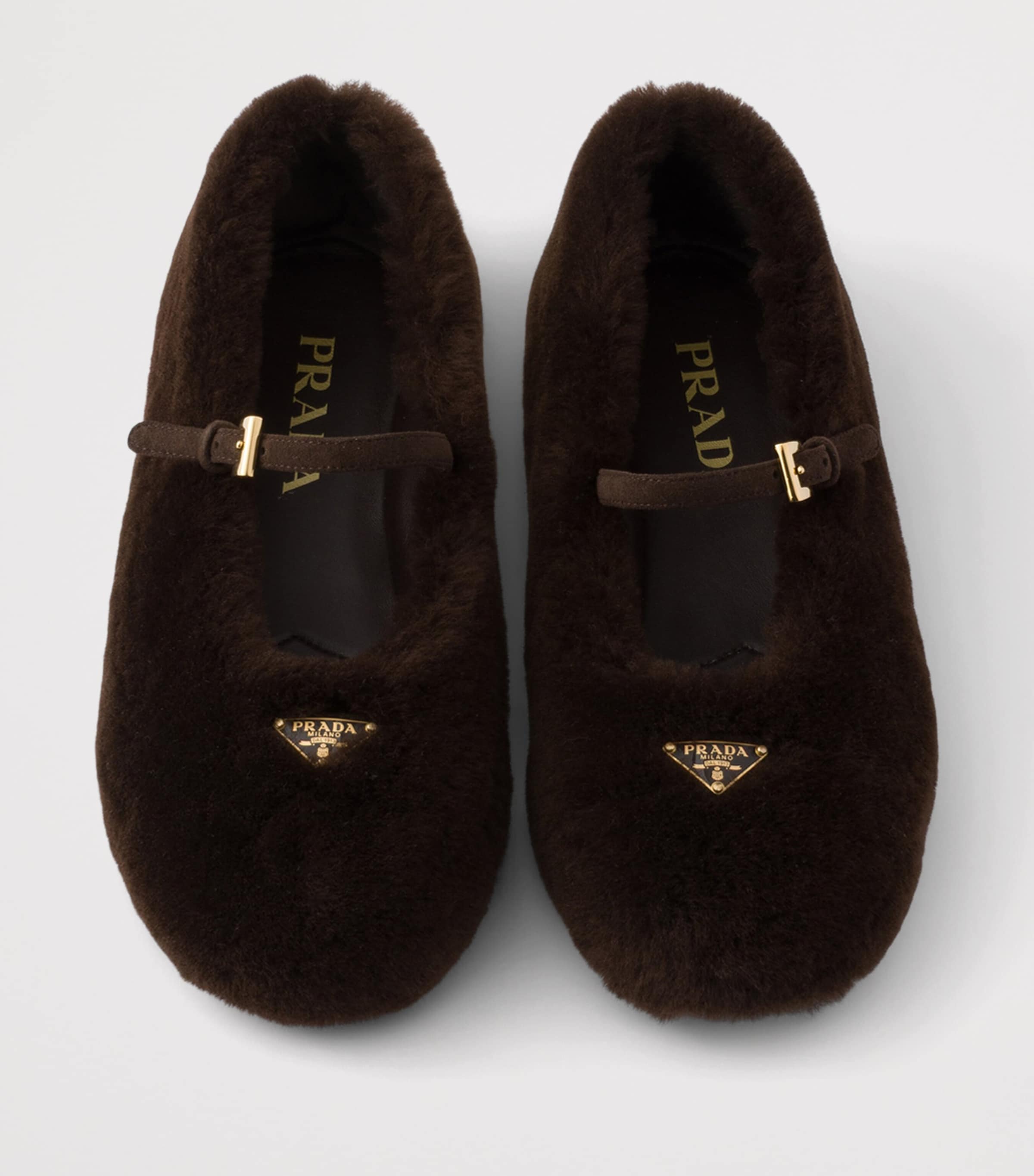 Prada Shearling Ballet Flats Brown Image 3