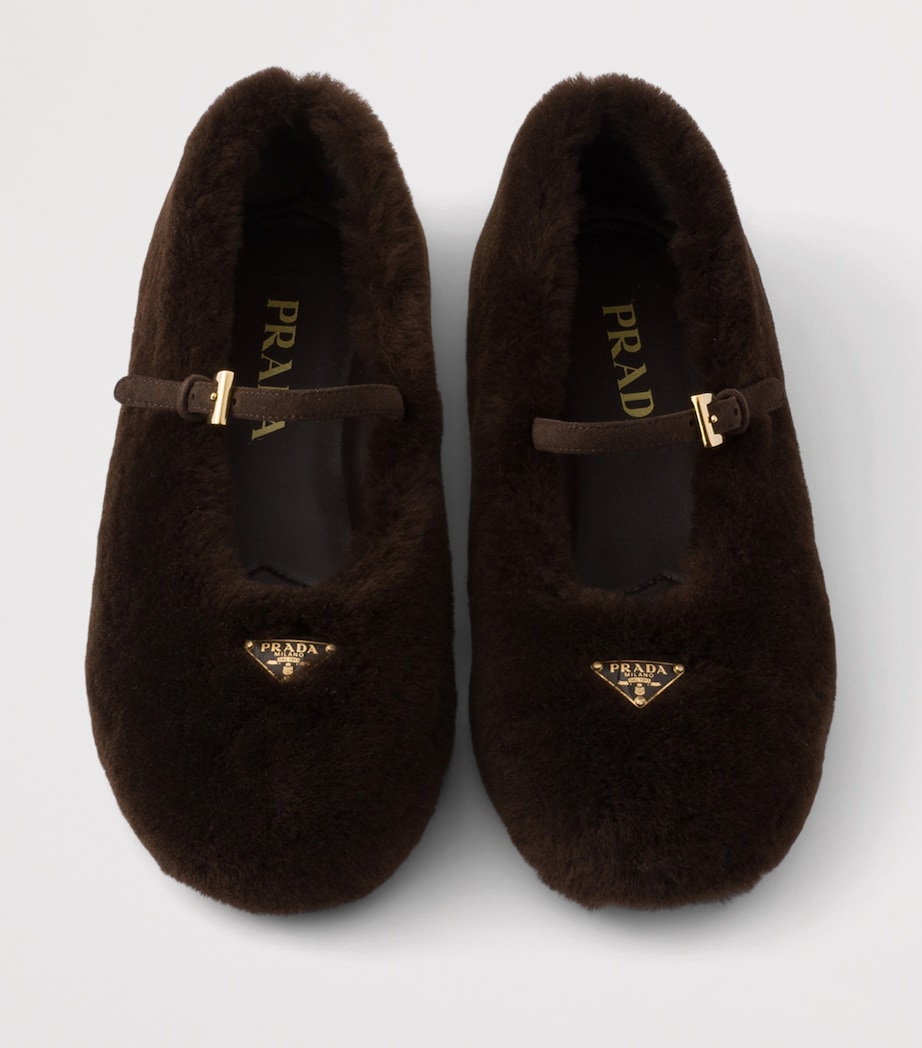 Prada Shearling Ballet Flats Brown Image 3