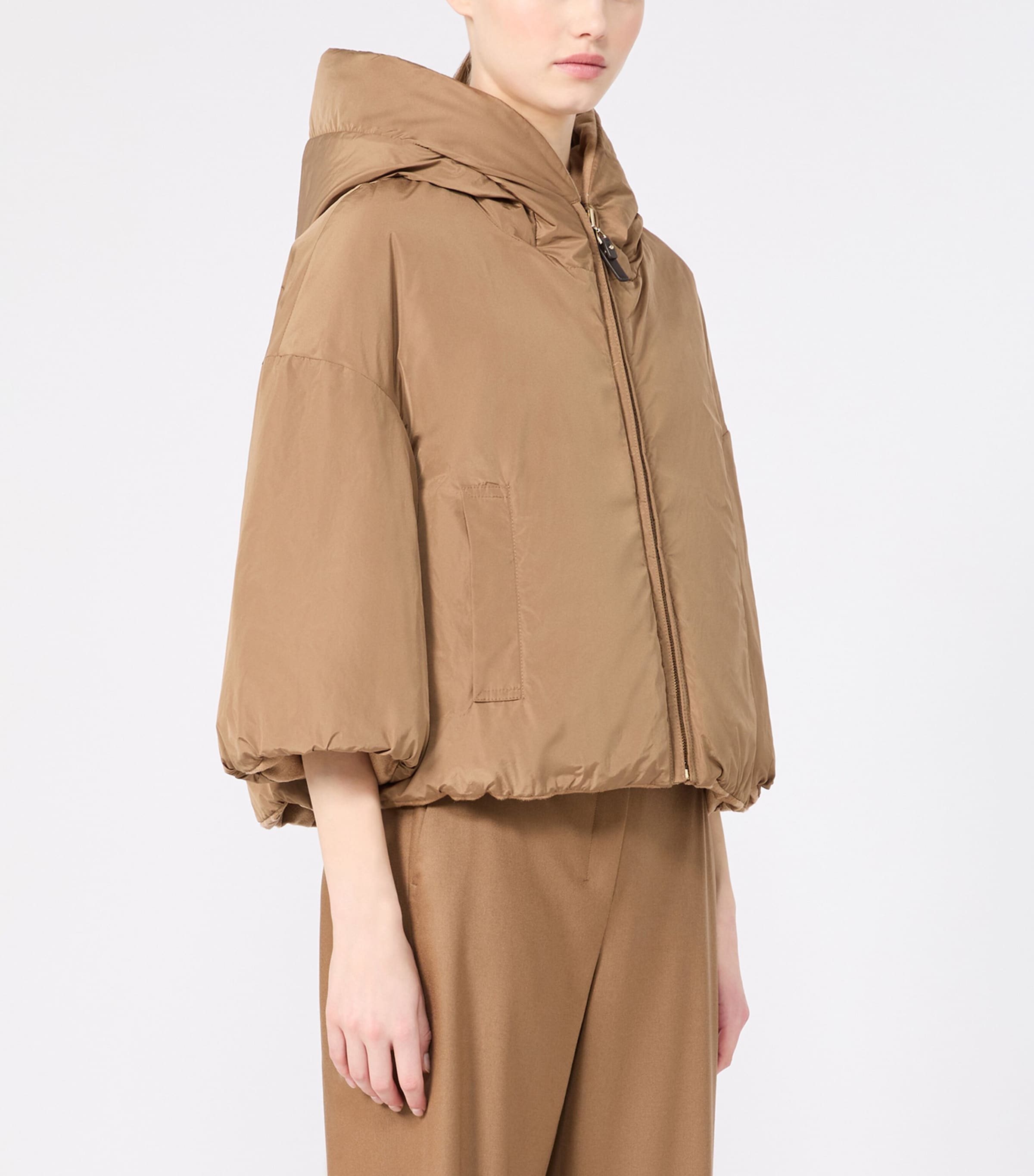 Max Mara Womens Reversible Hooded Puffer Jacket Beige Image 5