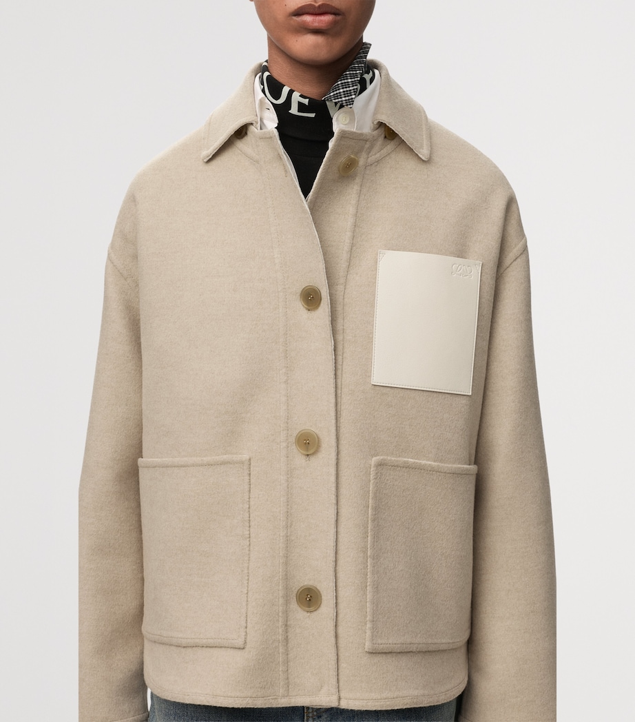 LOEWE Womens Wool-Cashmere Workwear Jacket Beige/white Image 6