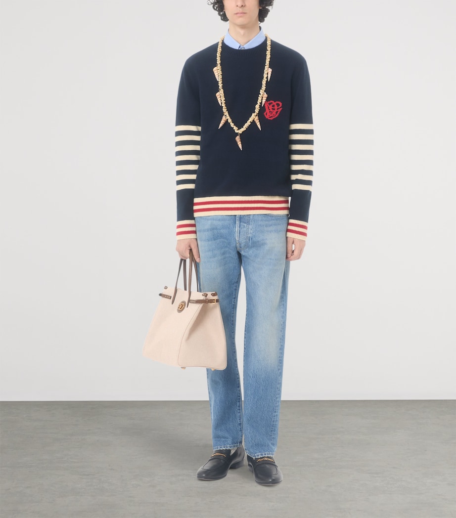 Wool Embroidered Stripe Sweater BLB Image 5