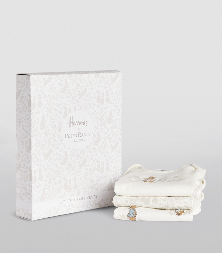 Harrods White Peter Rabbit Embroidered Playsuits (Set of 3) | Harrods UK