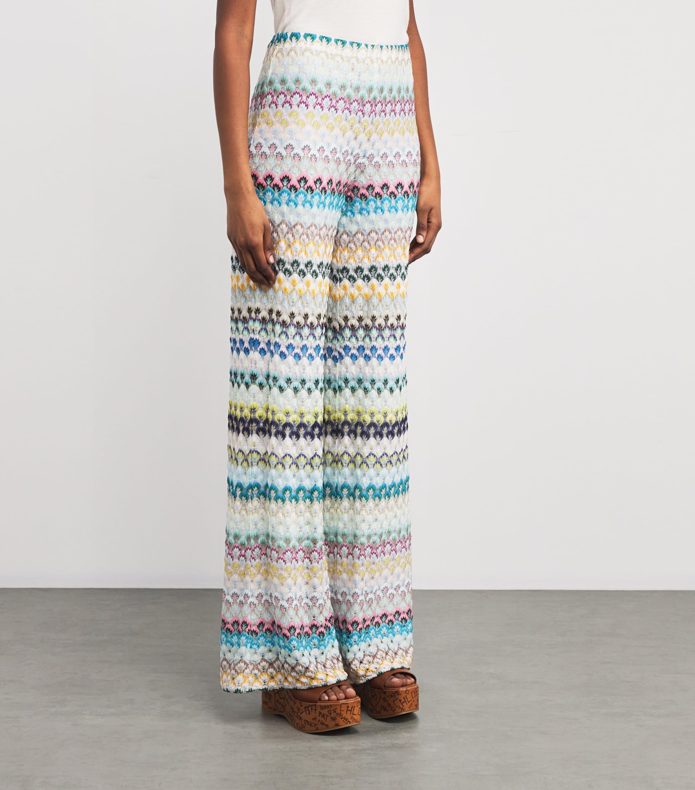 Crocheted Wide-Leg Trousers S507H MULTI Image 3