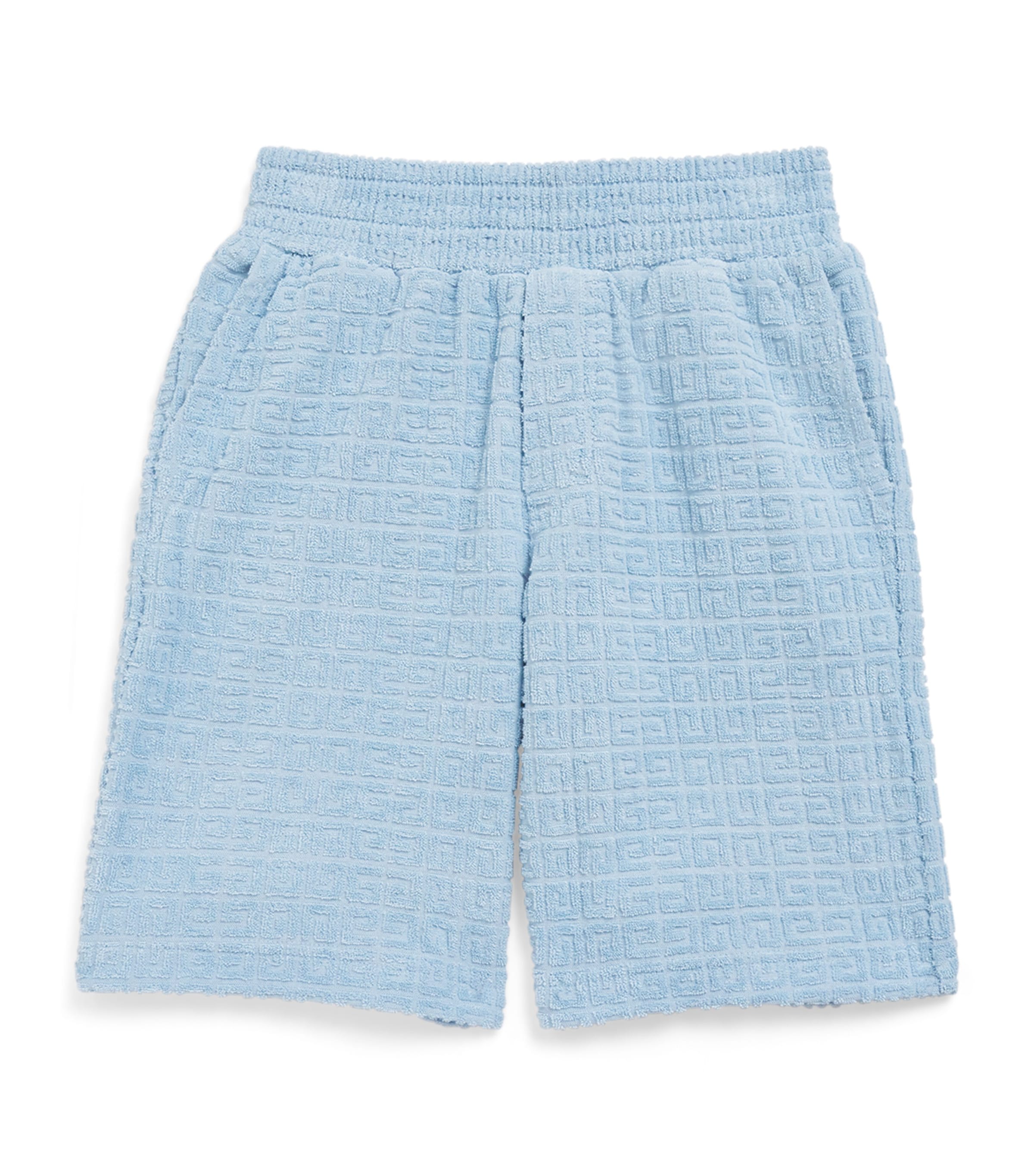 Givenchy Kids Cotton Textured Logo Shorts (4-12+ Years) Sea Image 1