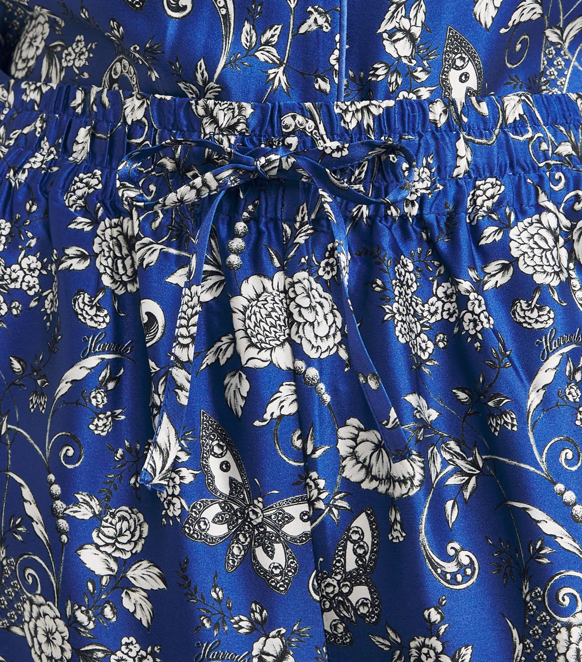 Harrods Womens Silk Butterfly Print Pyjama Set Blue Image 6