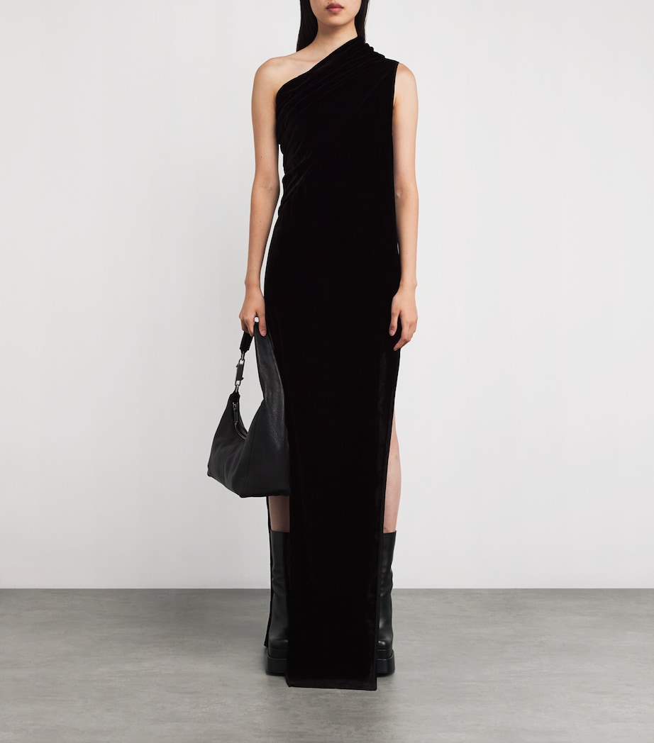 Velvet One-Shoulder Athena Gown 09 BLACK Image 2