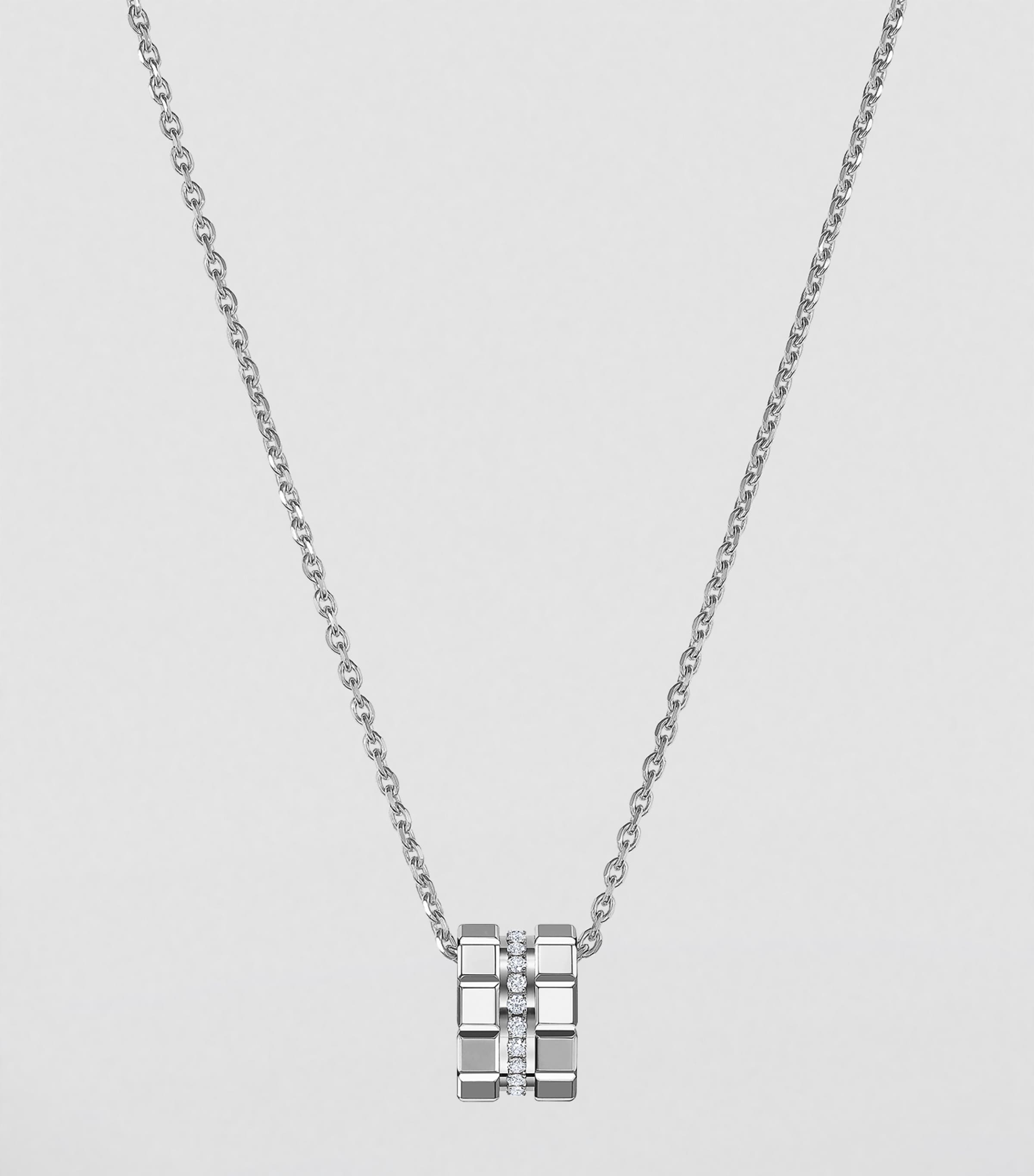White Gold and Diamond Ice Cube Necklace 18K WHITE GOLD Image 3